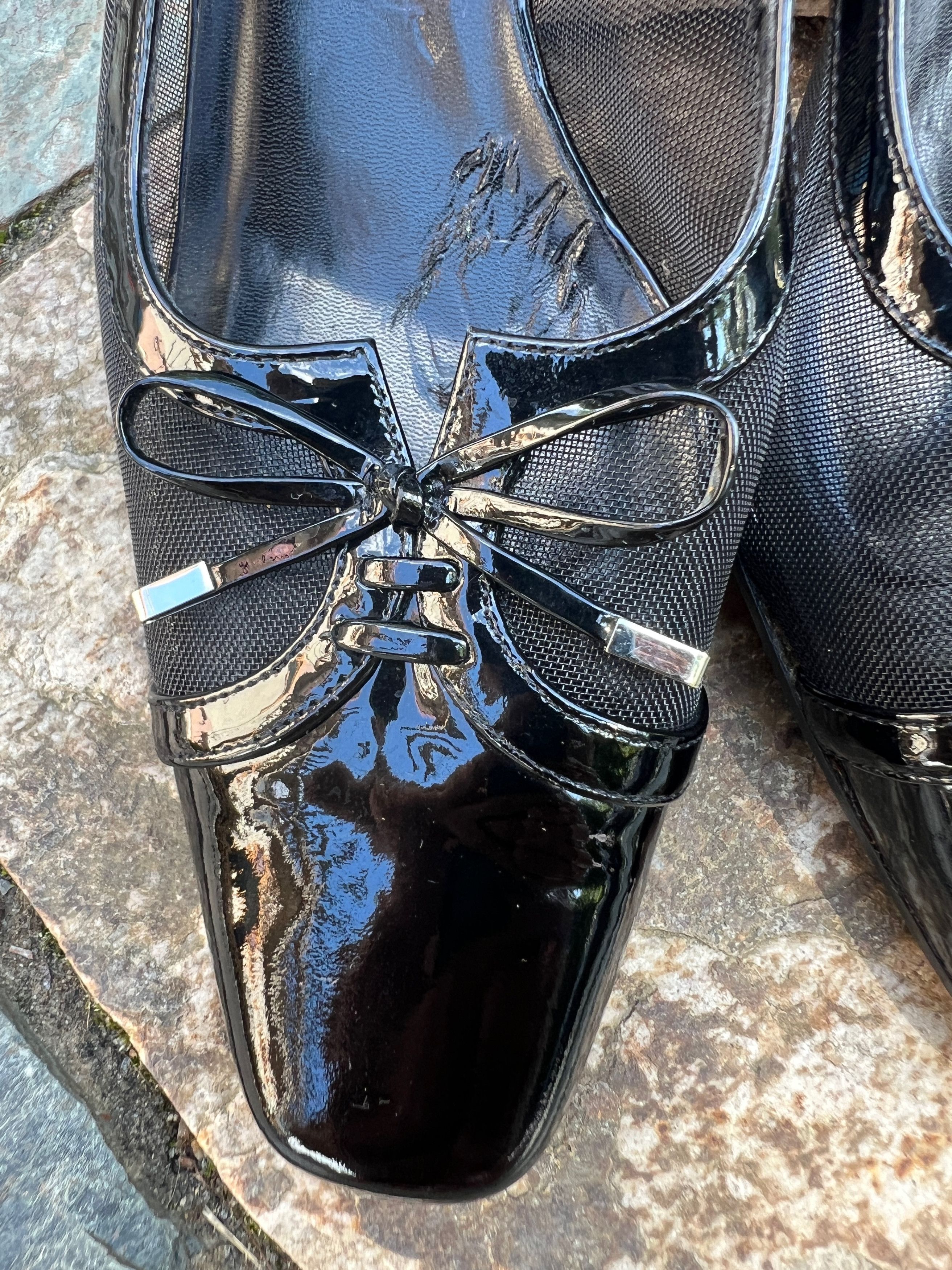 VANELI Black Mesh and Patent Sling Backs Size US 9.5 / IT 39.5 - 5 Thumbnail