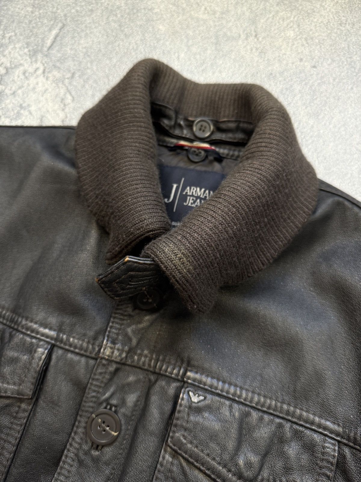 Giorgio Armani Vintage Giorgio Armani Leather Jacket Size L Size US L / EU 52-54 / 3 - 11 Thumbnail