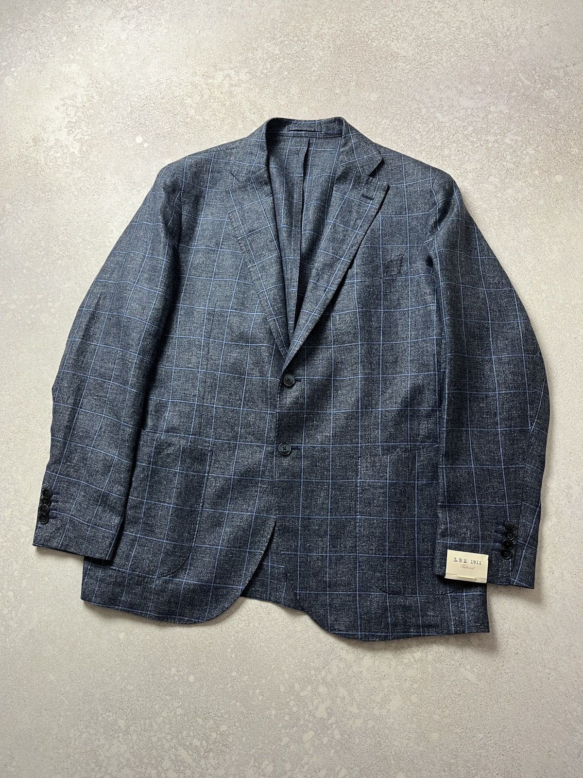 L.B.M. 1911 LBM 1911 Tailored Blue Check Patch Pocket Sportcoat Blazer Size 46R - 1 Thumbnail