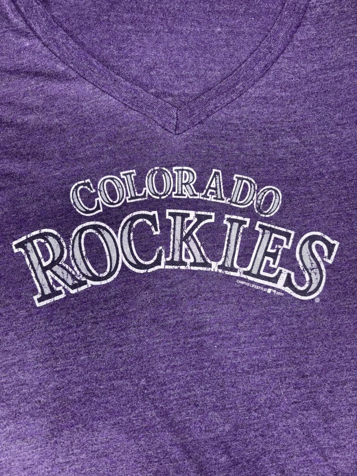 Designer Colorado Rockies V-Neck T-Shirt - Women's Casual Tee Size L / US 10 / IT 46 - 2 Thumbnail