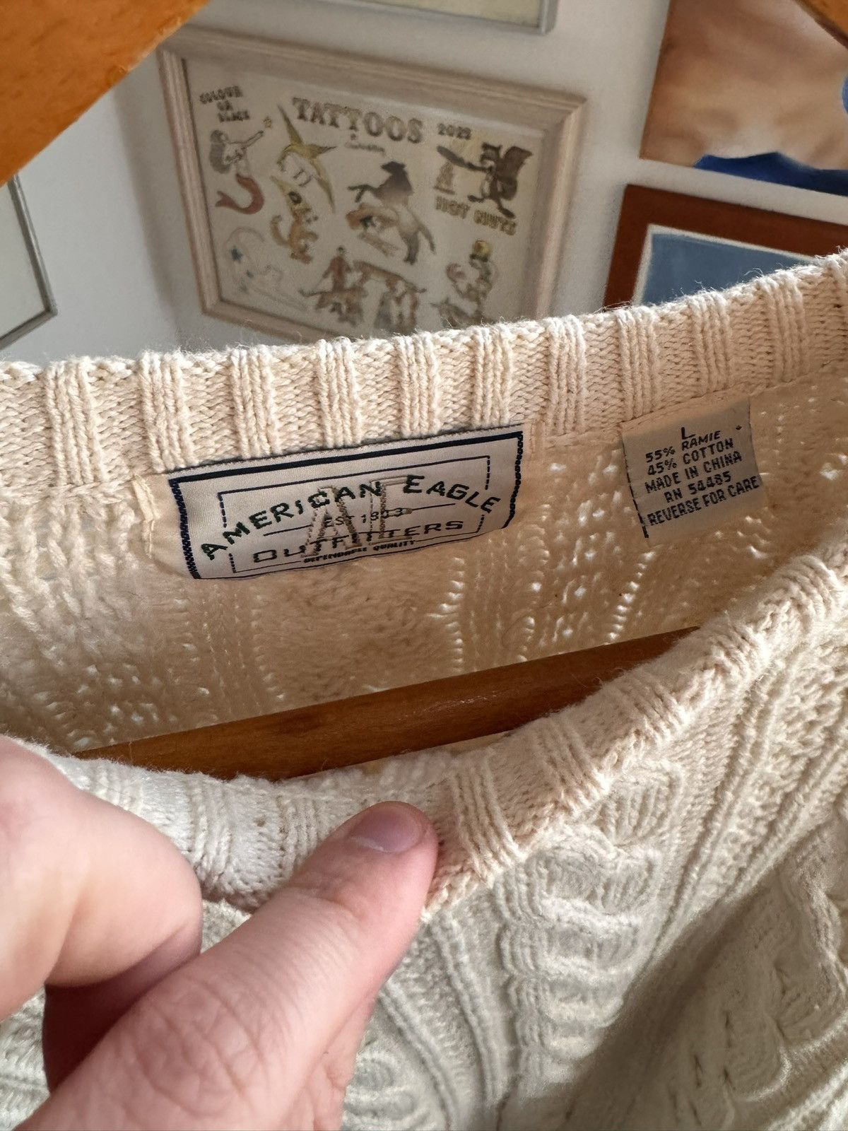 American Eagle Outfitters Vintage American Eagle Cable Knit Sweater Size US L / EU 52-54 / 3 - 2 Thumbnail
