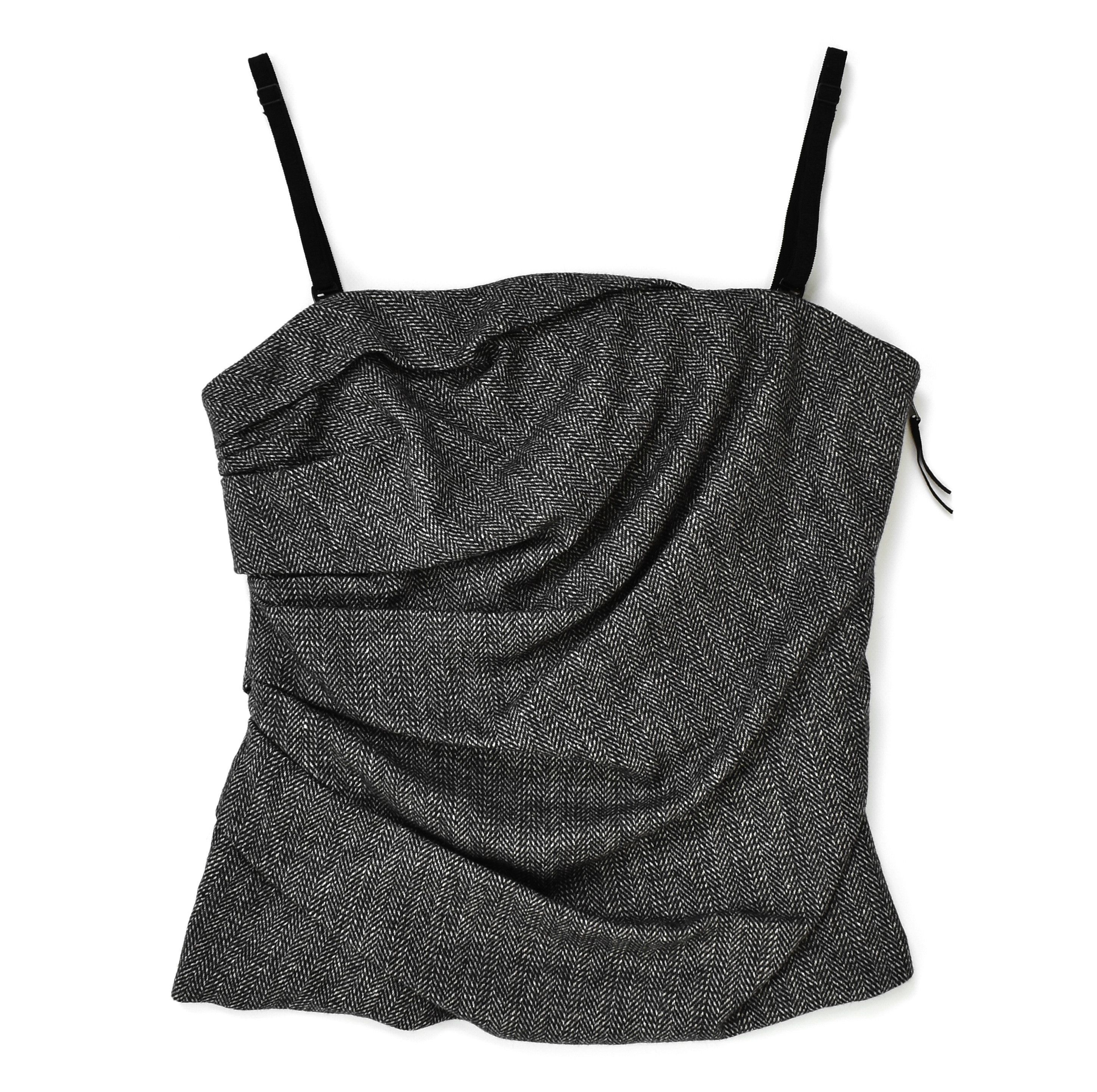 Dolce & Gabbana NWT! DOLCE GABBANA Wool Tweed Drapery Corset Strap Tank Top Size M / US 6-8 / IT 42-44 - 4 Thumbnail