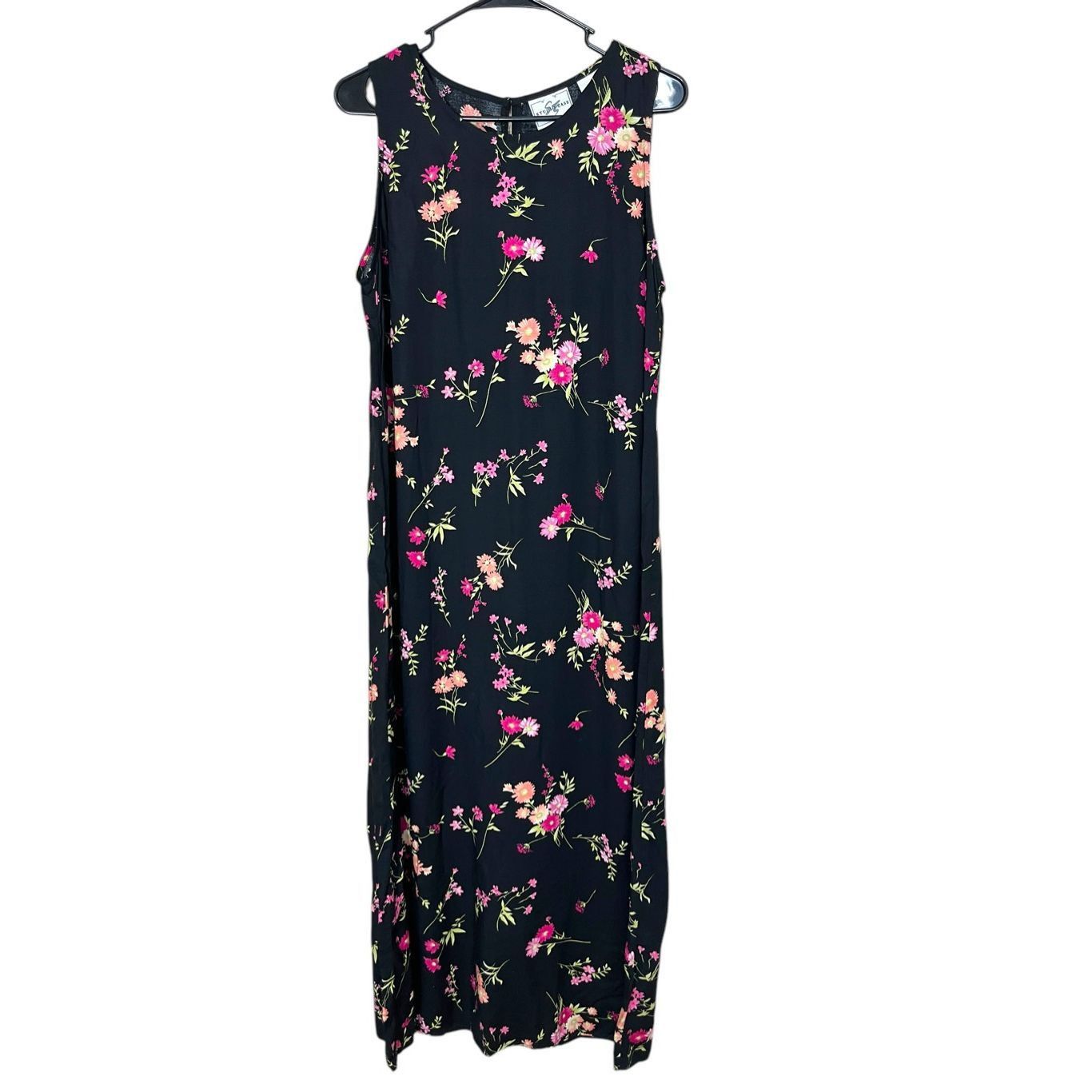 Other Vintage Studio Ease 90s Black Floral Print Maxi Dress Size 10 Size L / US 10 / IT 46 - 1 Thumbnail