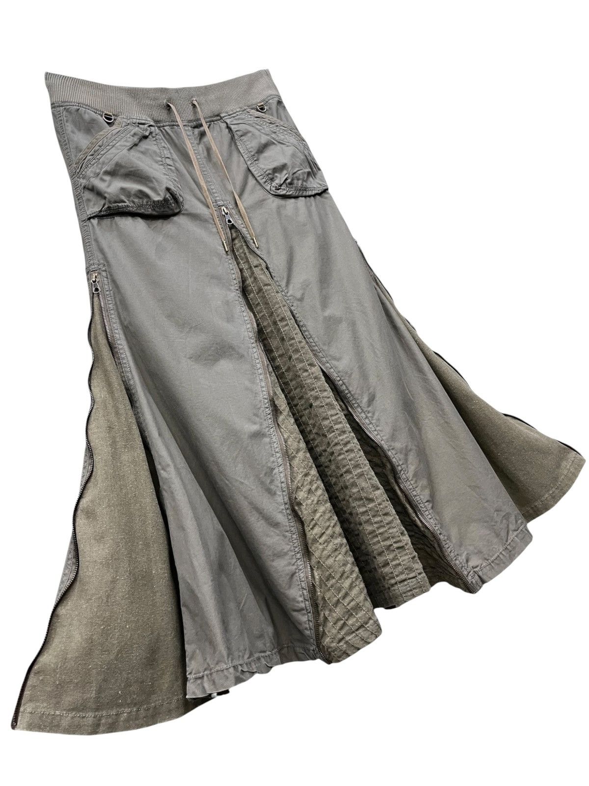 GOA Vintage GOA Multi Zipper Military Flare Maxi Skirt Size 29" - 5 Thumbnail