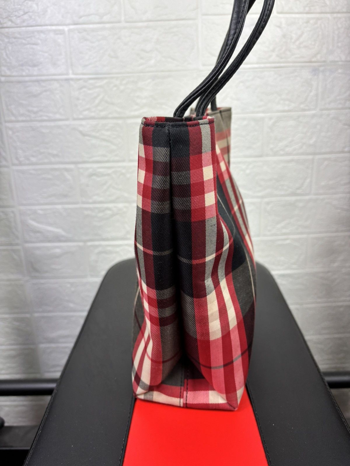Burberry BURBERRY Nova Check Hand Bag Canvas Red Size ONE SIZE - 3 Thumbnail