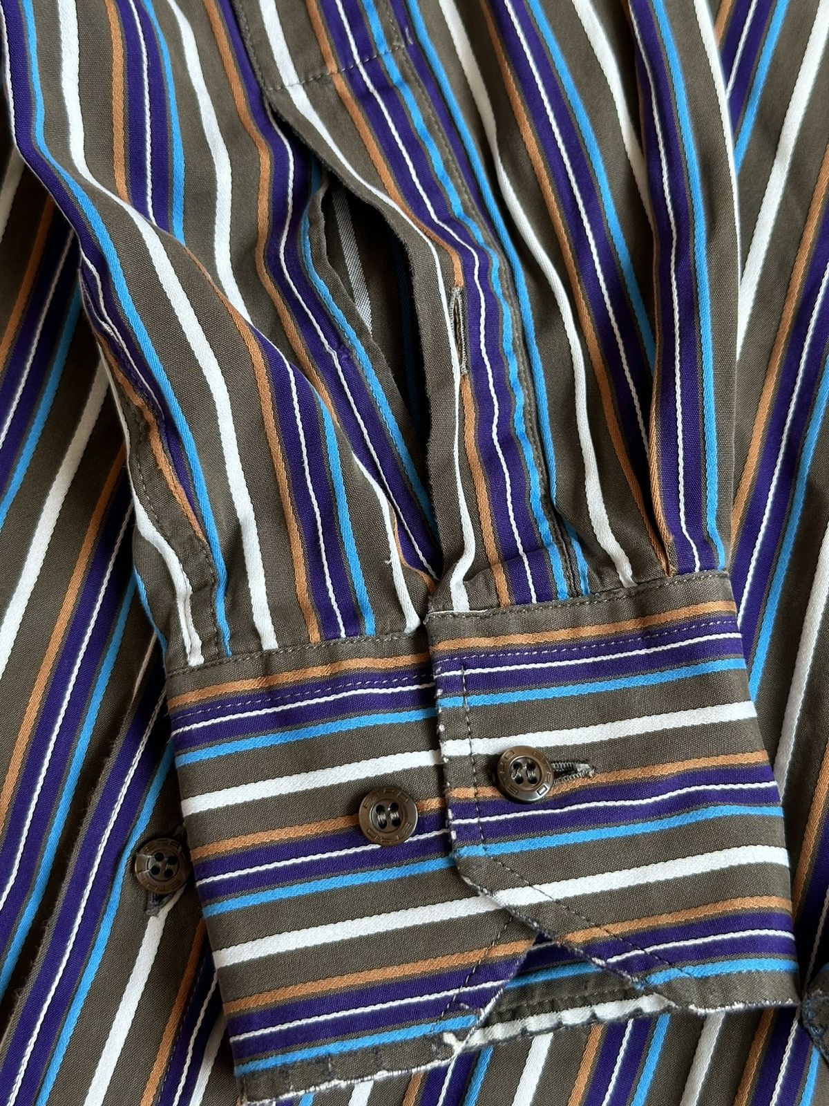 Etro Etro MultiColor Stripe Cotton Button Up Long Sleeve Shirt Size US S / EU 44-46 / 1 - 8 Thumbnail