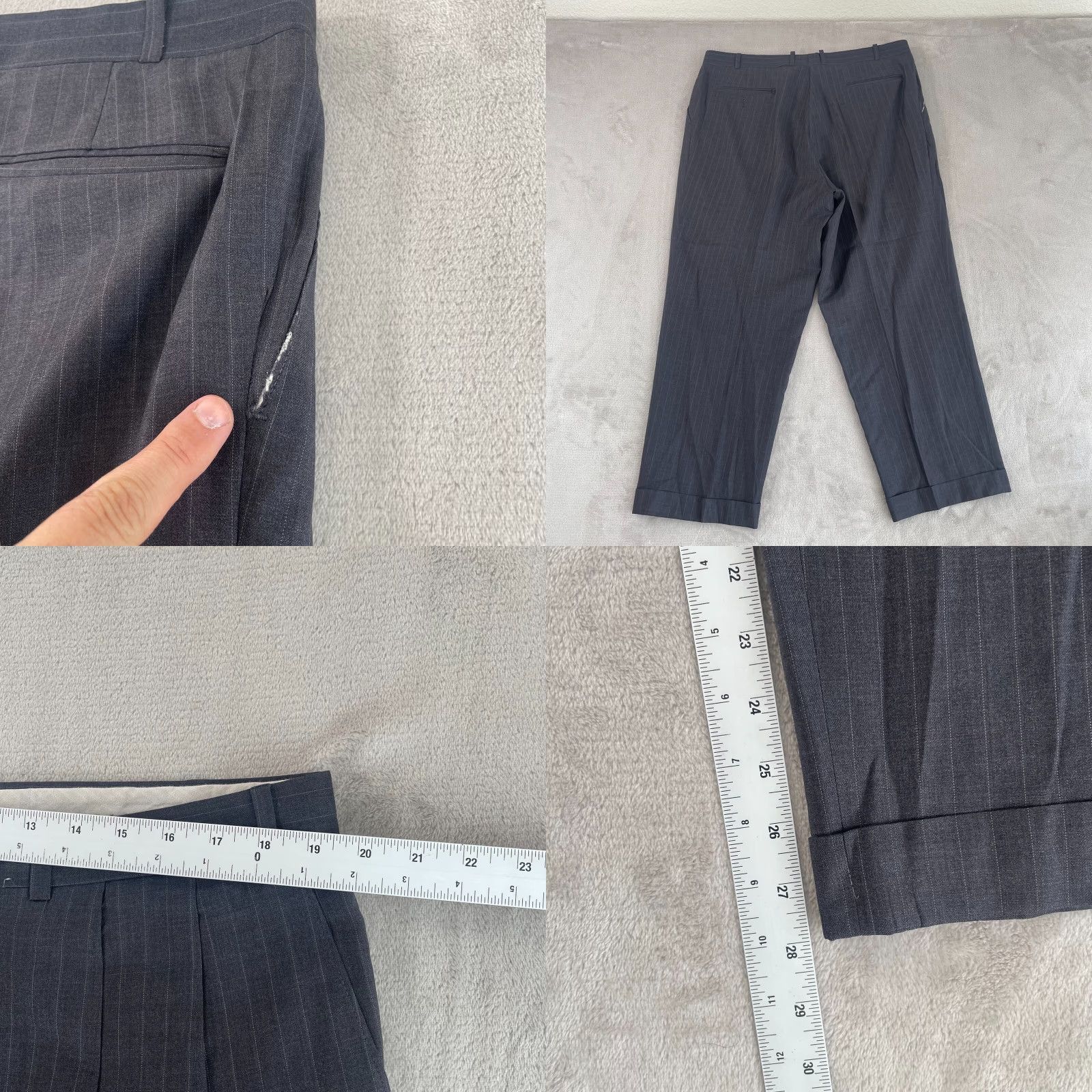 Ralph Lauren Lauren Ralph Lauren Suit Men 46R Grey Striped 100% Wool Pants 38X28 Cuffed Size 46R - 10 Thumbnail