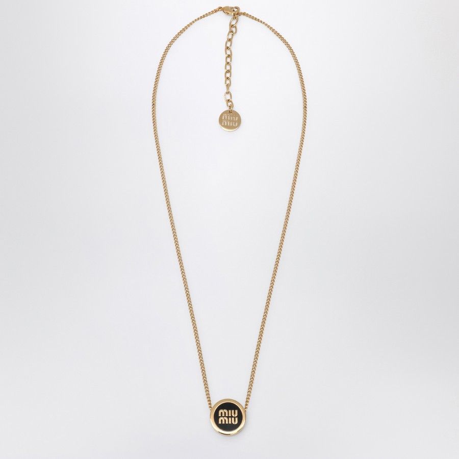 Miu Miu o1d2blof0924 Size: OS / Metal Necklace Logo in Gold & Black Size ONE SIZE - 1 Thumbnail