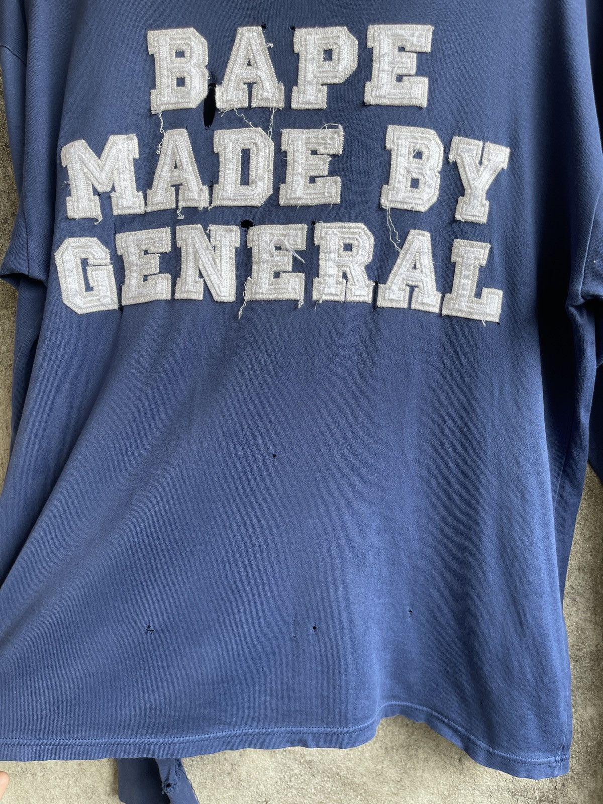 Bape Vintage 90s BAPE MADE BY GENERAL Thrashed Faded Long Sleeve Size US L / EU 52-54 / 3 - 11 Thumbnail