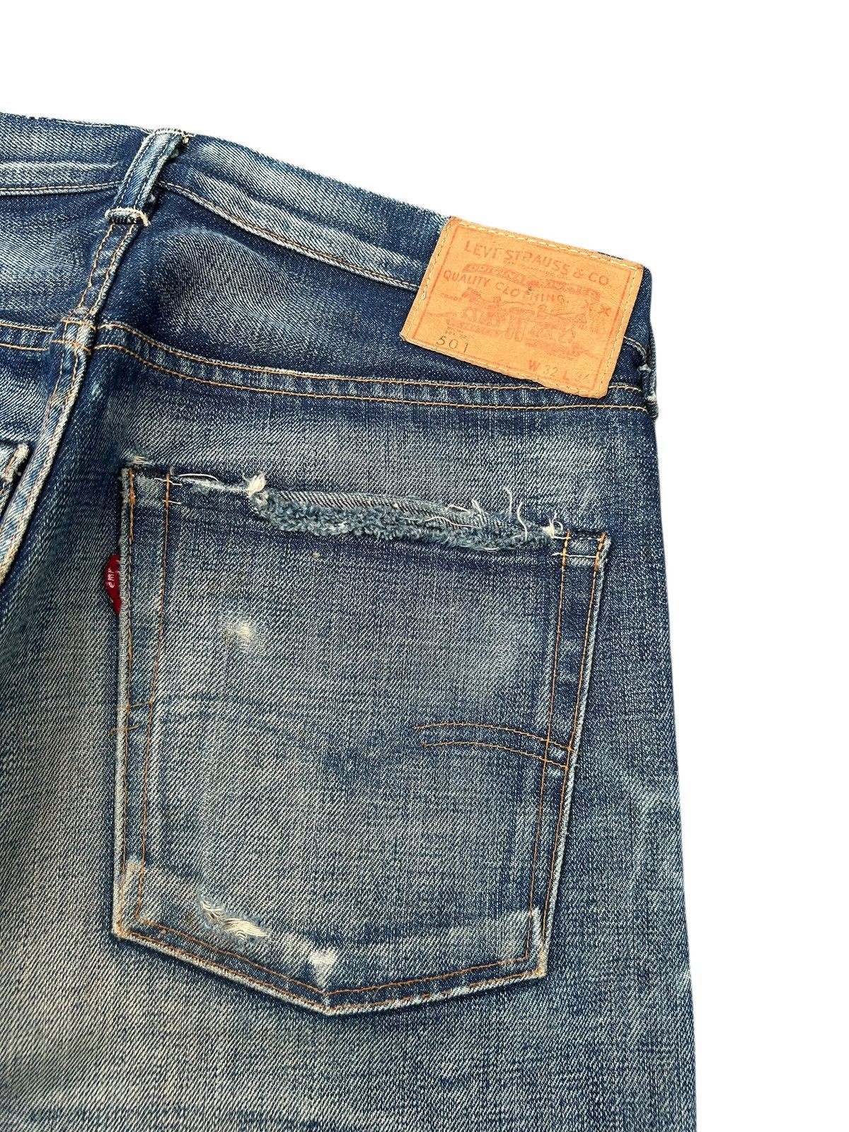 Kapital Vintage Levis Big E 501 Selvedge Distressed Denim Jeans Size US 32 / EU 48 - 14 Thumbnail