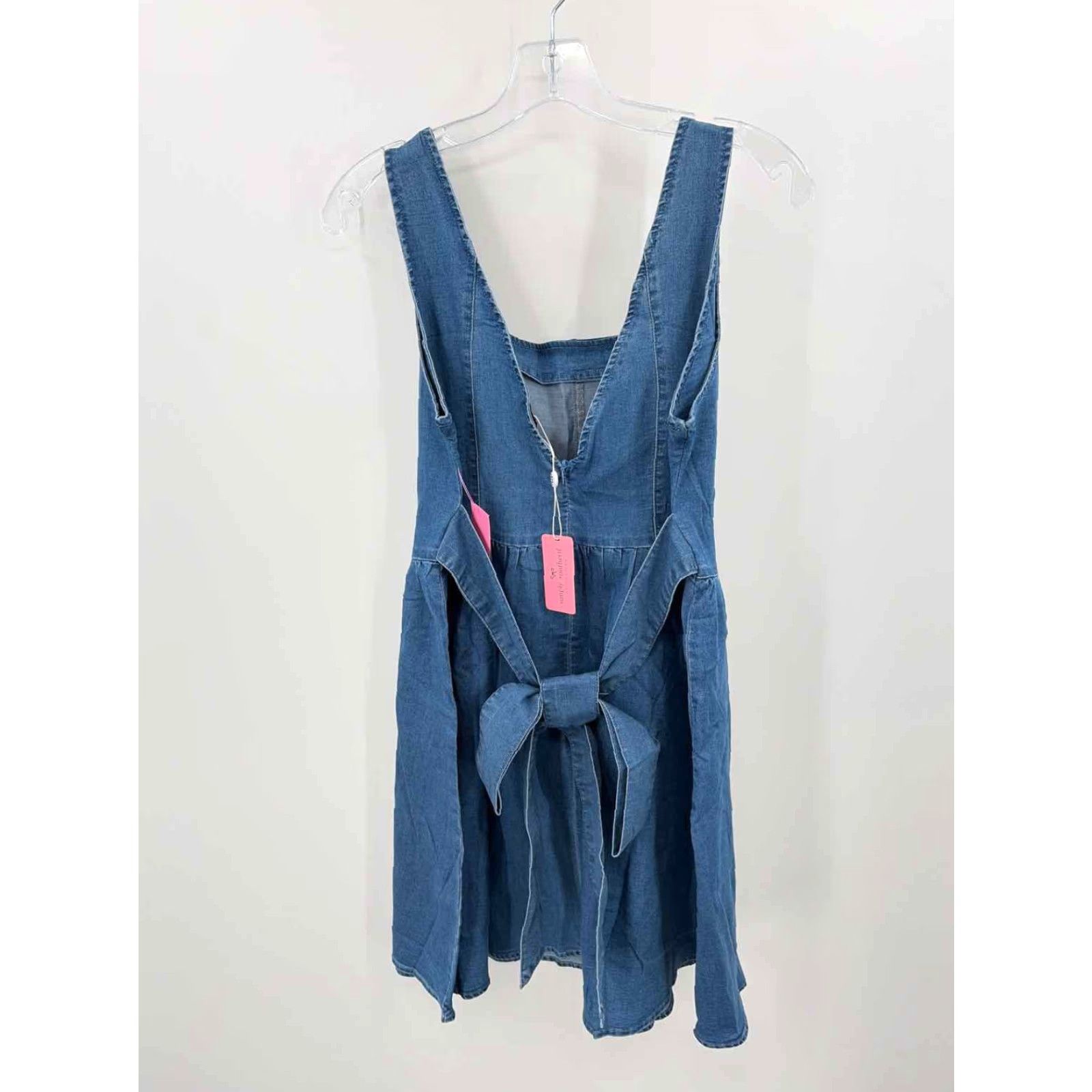 Denime Simply Southern Blue Denim Short Sleeveless Dress Large Women Size 36" / US 14 / IT 50 - 2 Thumbnail