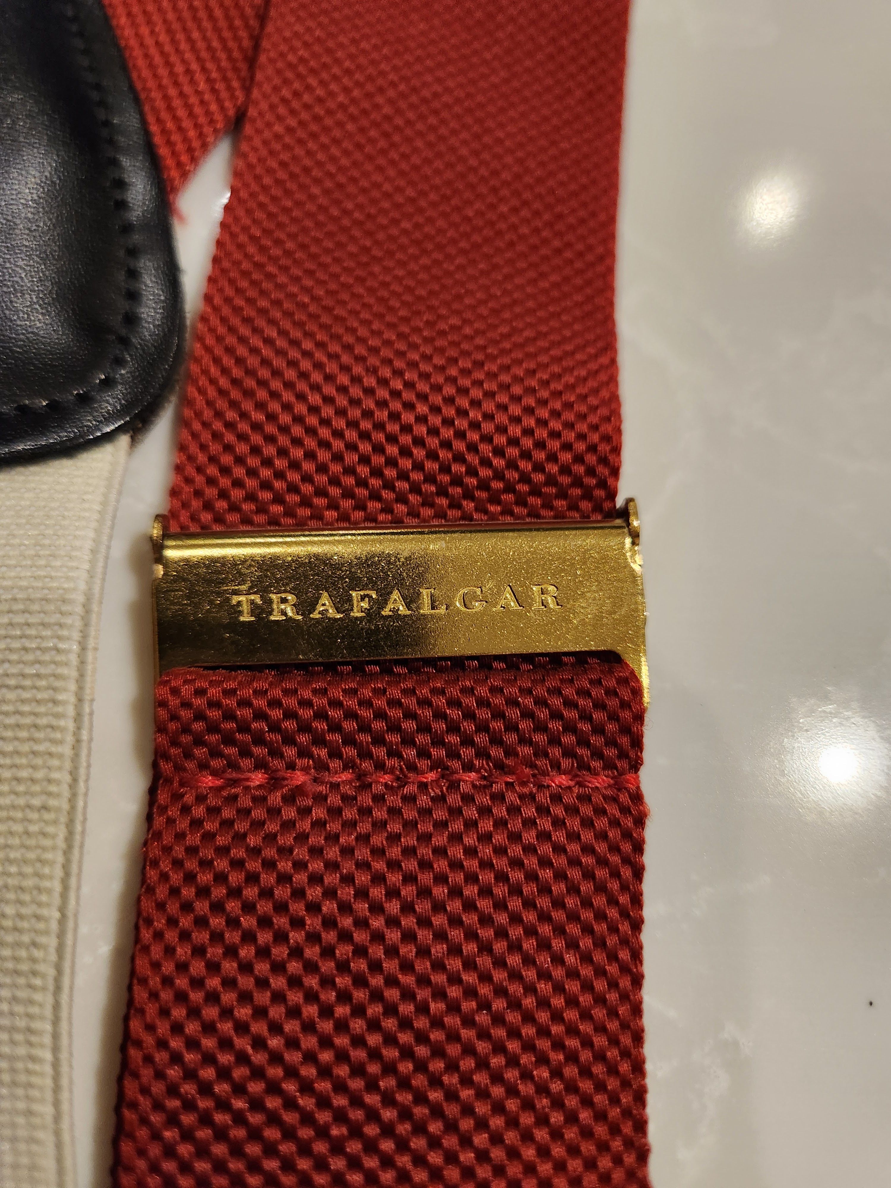 Trafalgar Beet Red Woven Black Leather Hooks Suspenders Size ONE SIZE - 2 Thumbnail