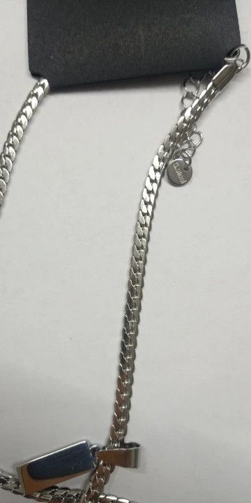 Other Black Stone Stainless Steel Flat Cuban Chain Necklace Size ONE SIZE - 7 Thumbnail
