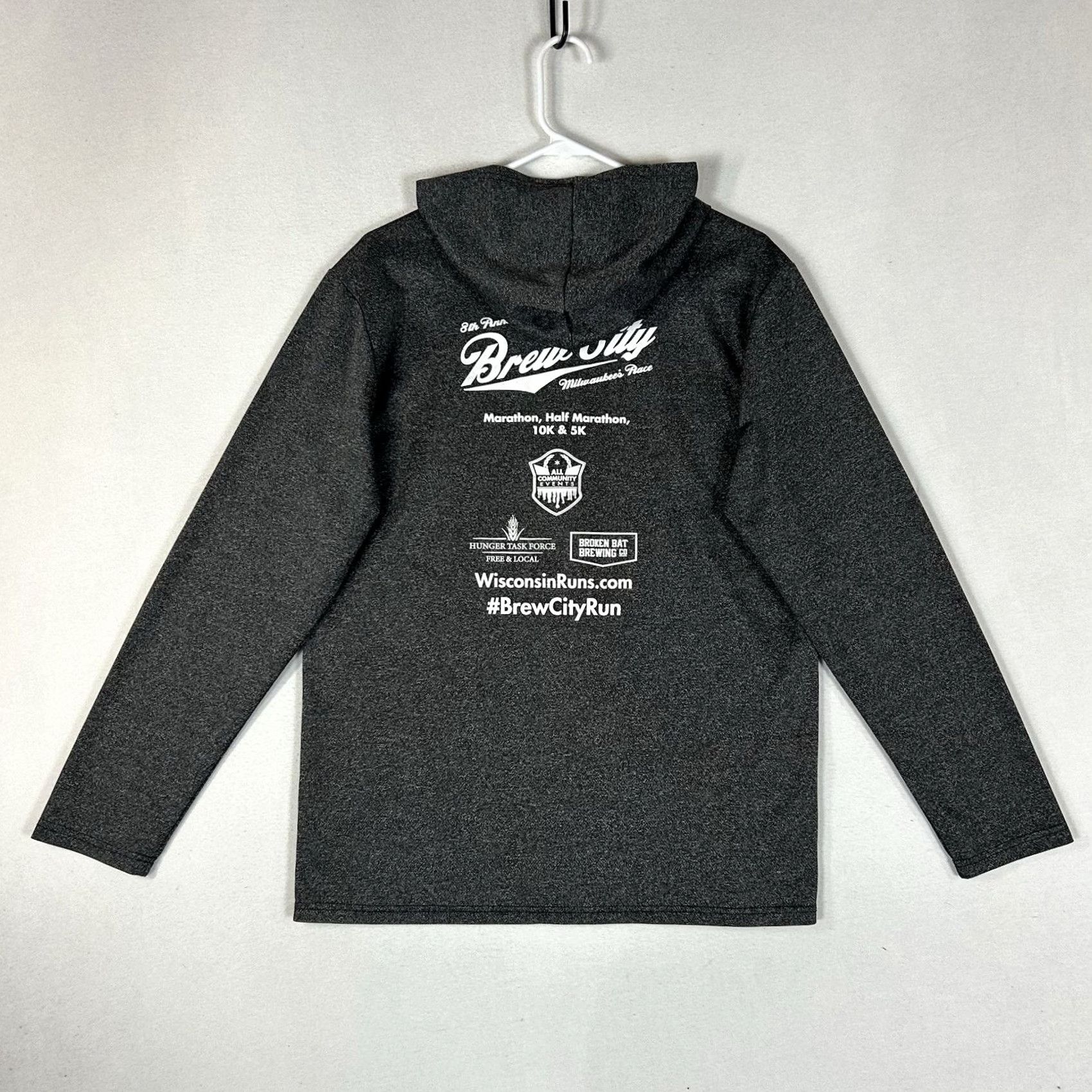 Vintage Brew City Milwaukee Marathon Full Zip Hoodie Adult M Gray Casual Run Shirt Size US M / EU 48-50 / 2 - 6 Thumbnail