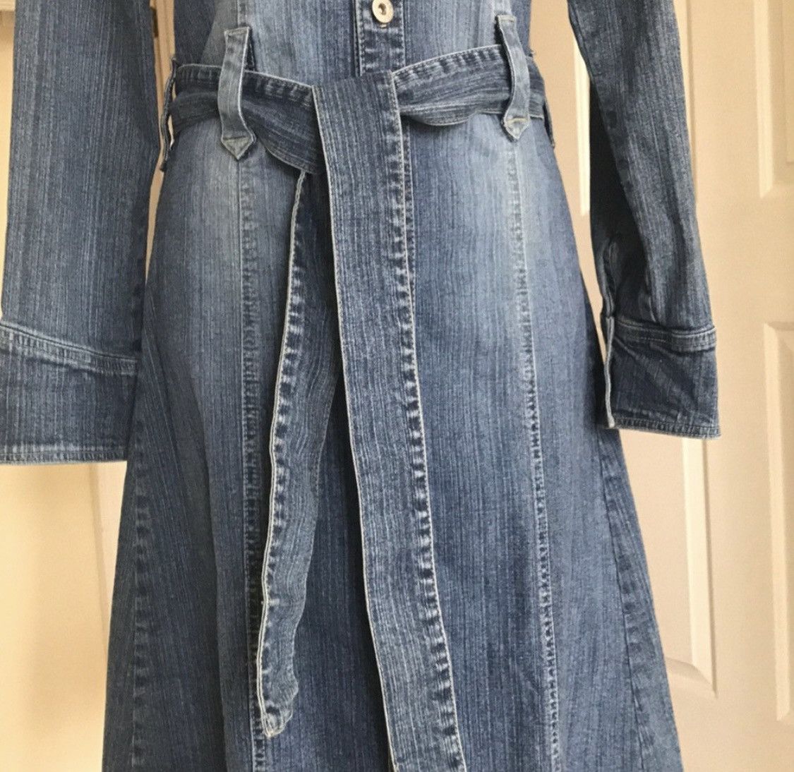 Other BUTTON UP TIE PRINCESS CUT DENIM JEAN JACKET Size S / US 4 / IT 40 - 2 Thumbnail