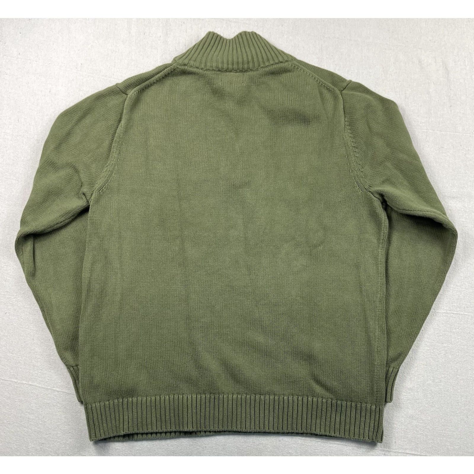 Olive LL Bean Mens L 1/4 Zip Knit Pullover Jacket Sweat Sweat Jacket Mock Neck Olive Green Casual Outdoor Hiking Walking Mens Size L Size US L / EU 52-54 / 3 - 3 Thumbnail