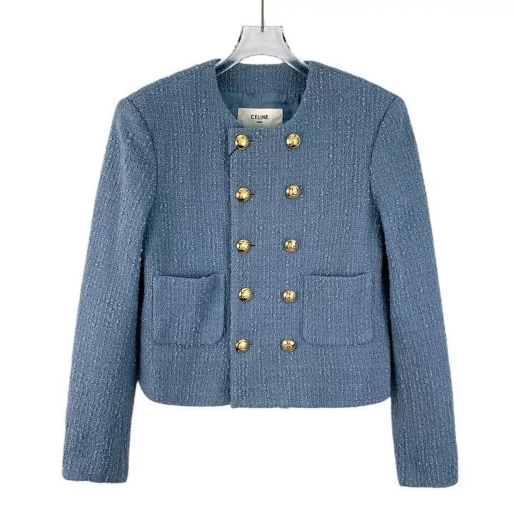 Celine Celine Blue Wool Tweed Jacket Size S / US 4 / IT 40 - 1 Thumbnail