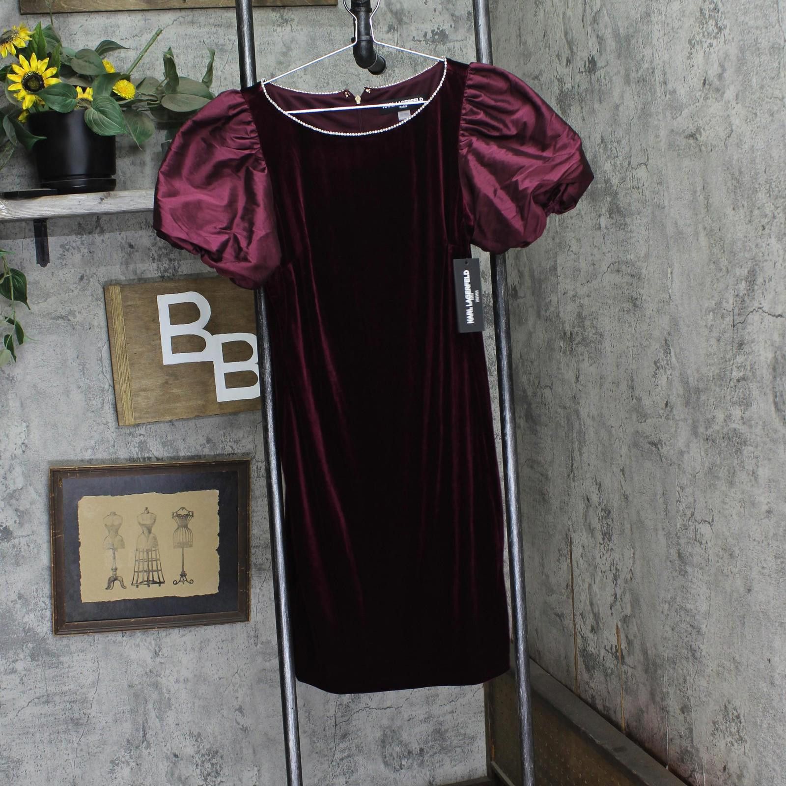 Karl Lagerfeld Karl Lagerfeld Velvet Body Sheath Dress Barolo Wine Red 8 Size M / US 6-8 / IT 42-44 - 1 Thumbnail