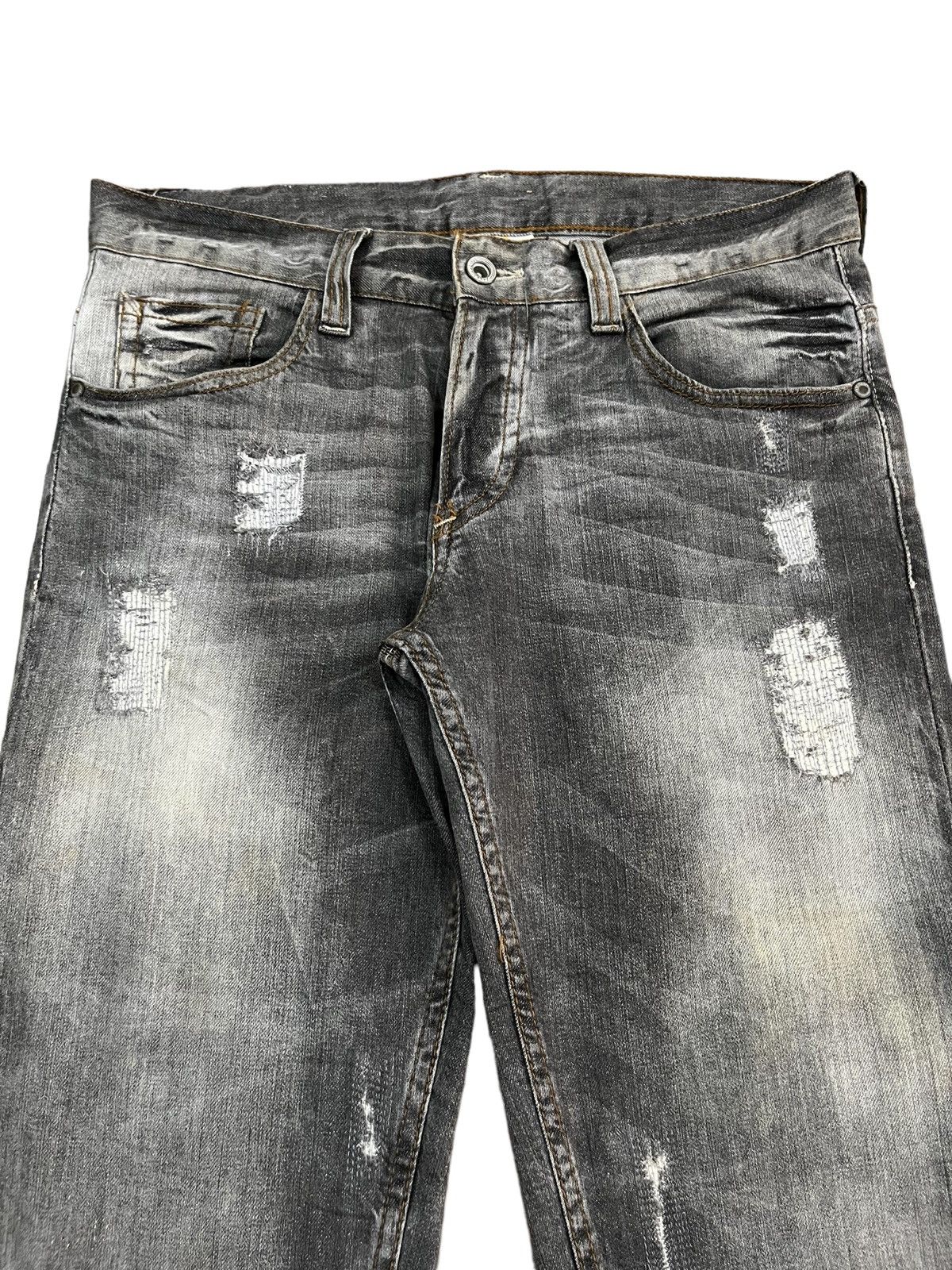 Zara Vintage Zara Trafaluc Buttonfly Distressed Black Faded Jeans Size US 31 - 3 Thumbnail