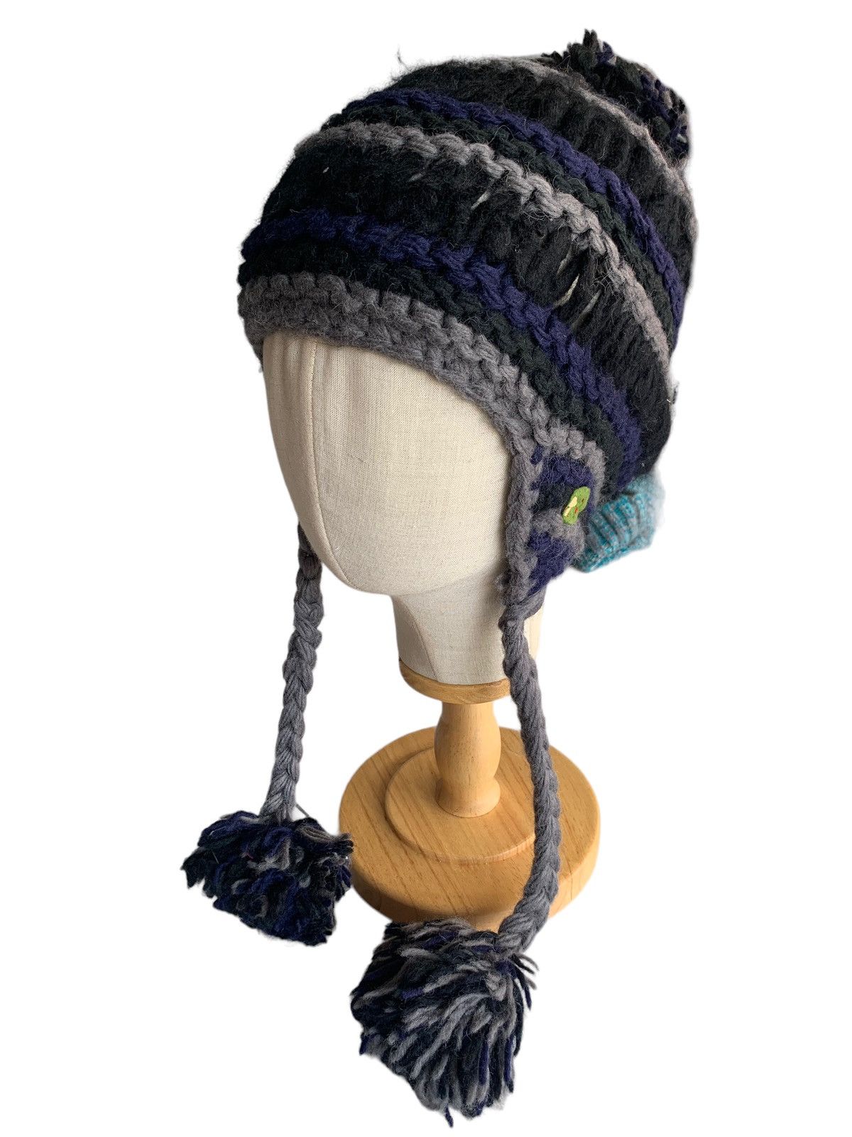 Japanese Brand × Kapital × Vintage Rare Crochet Knit Earflap Wool Beanie hats Size ONE SIZE - 5 Thumbnail