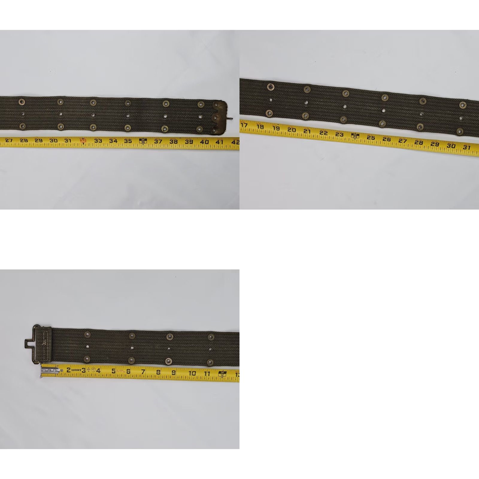 Olive VINTAGE Army Belt Olive Drab Green Canvas Web Utility Belt 2.25" x 41" Male Adjustable Buckle Army Style Military/Webbed Belt Mens Size ONE SIZE - 8 Thumbnail