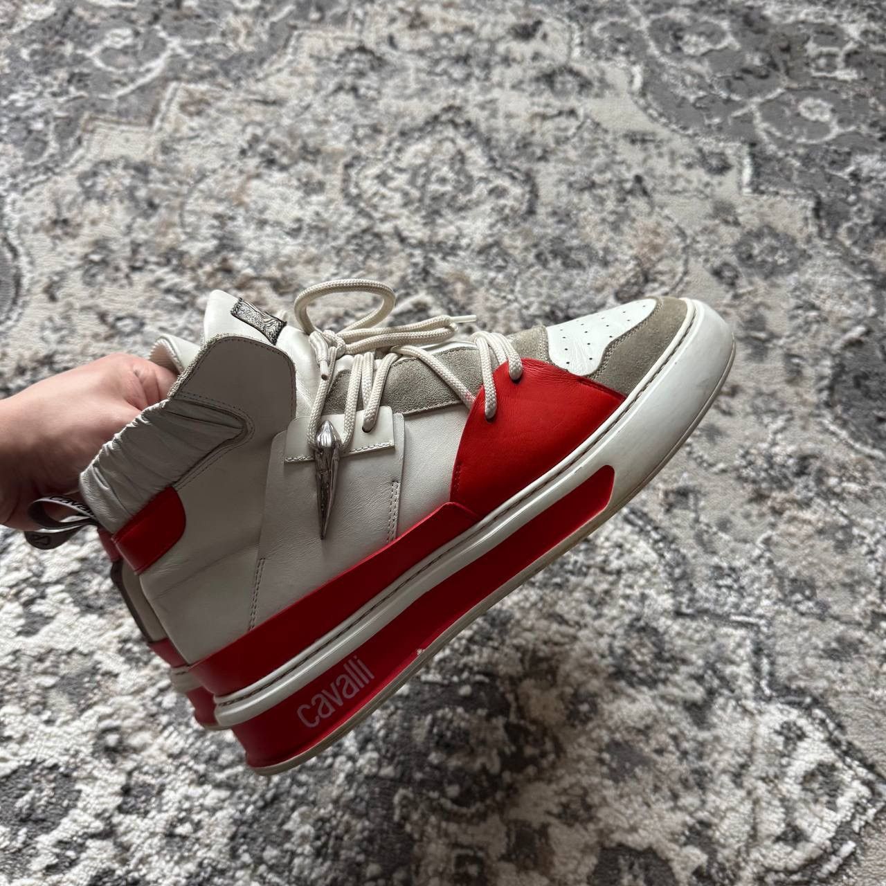 Just Cavalli Just Cavalli Tiger Tooth High-Top Oversize Leather Sneakers Size US 9.5 / EU 42-43 - 3 Thumbnail