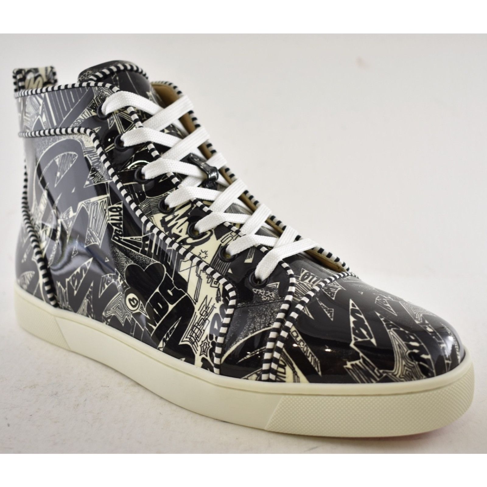 Christian Louboutin Men Louis Orlato Flat Patent Nicograf High Top Sneaker 44 11 Size US 11 / EU 44 - 4 Thumbnail