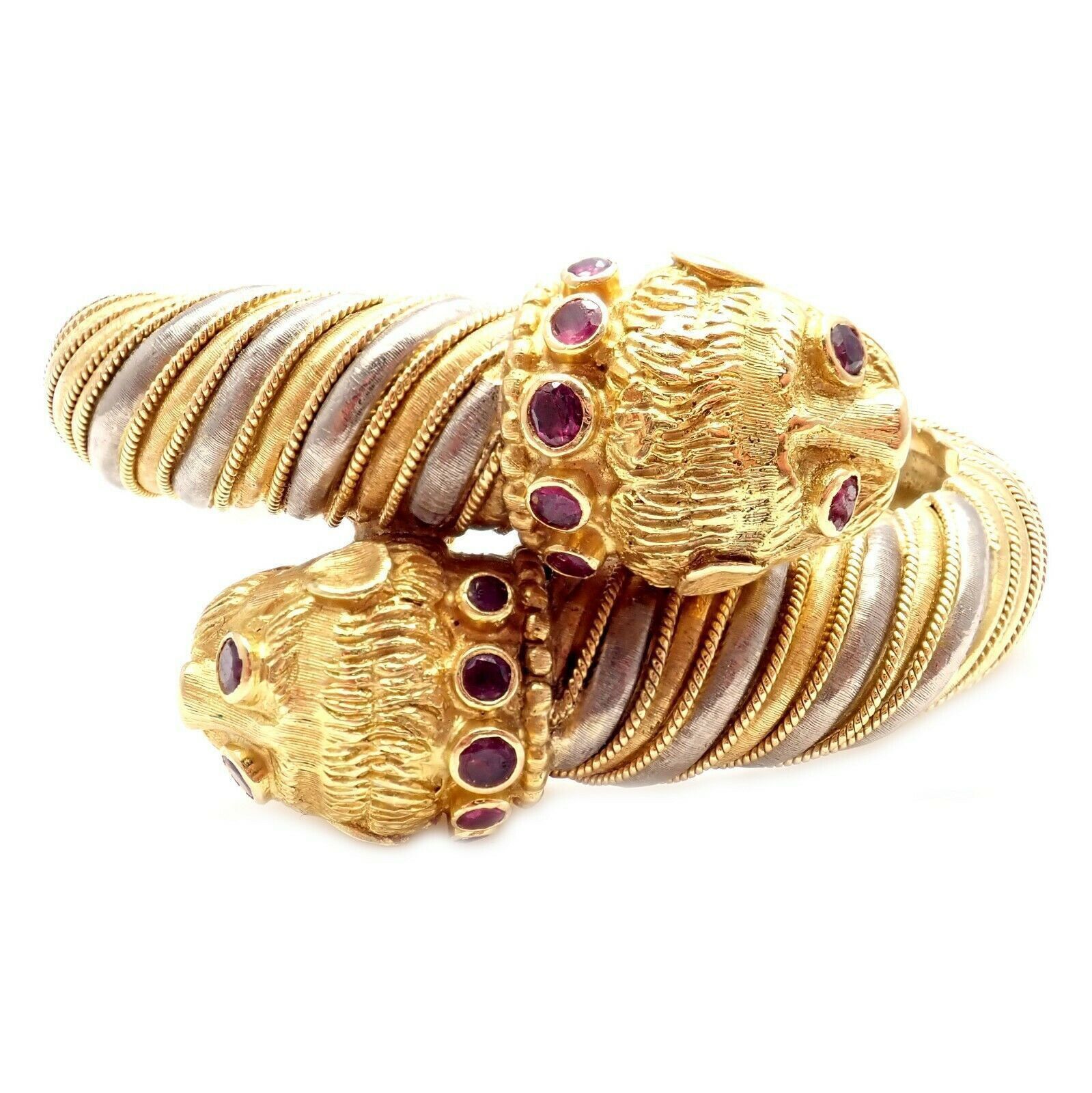 Other 18k Yellow White Gold Ruby Chimera Bangle Bracelet | Grailed