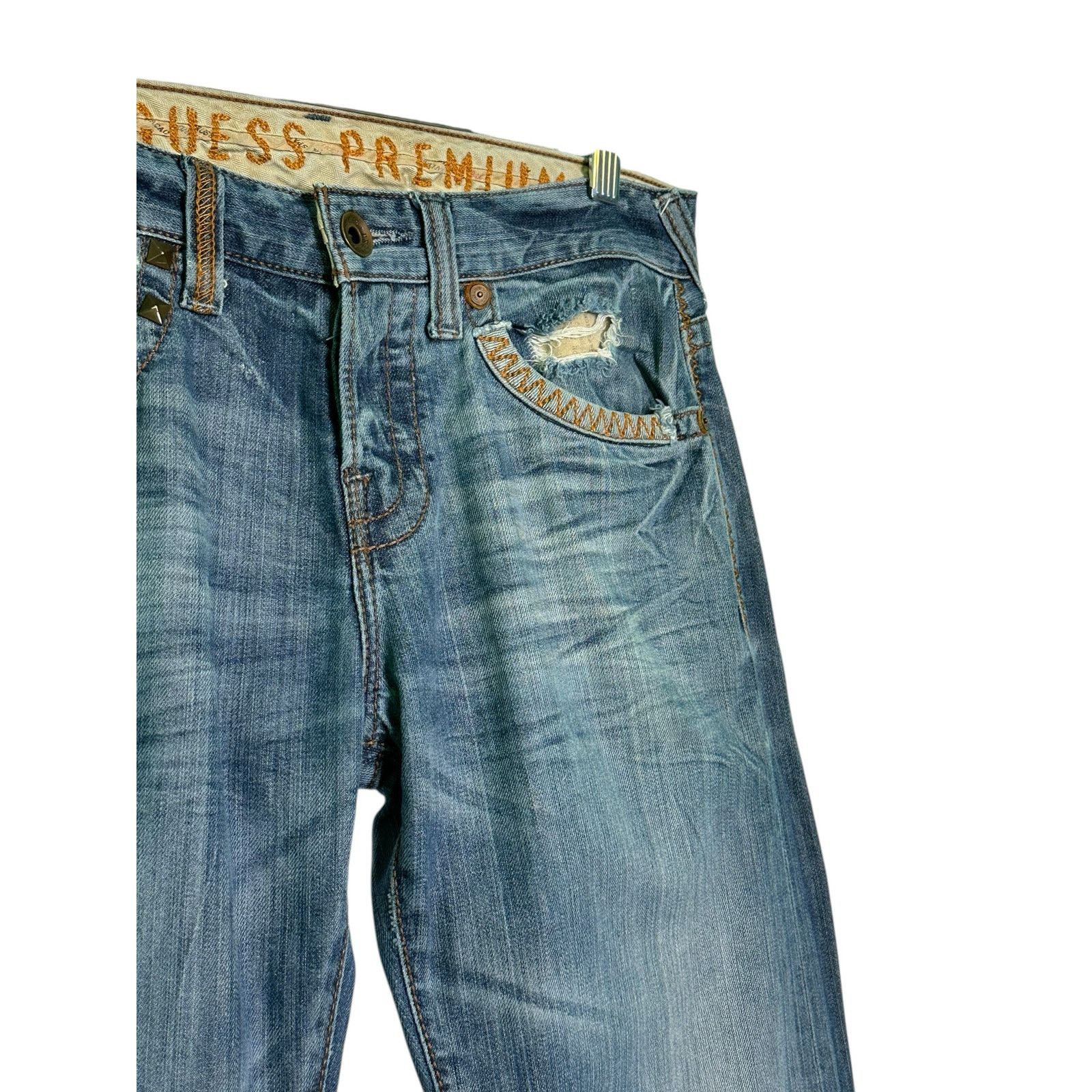 Guess GUESS Rebel Regular Studded Distressed Jeans size 30 Size US 30 / EU 46 - 12 Thumbnail
