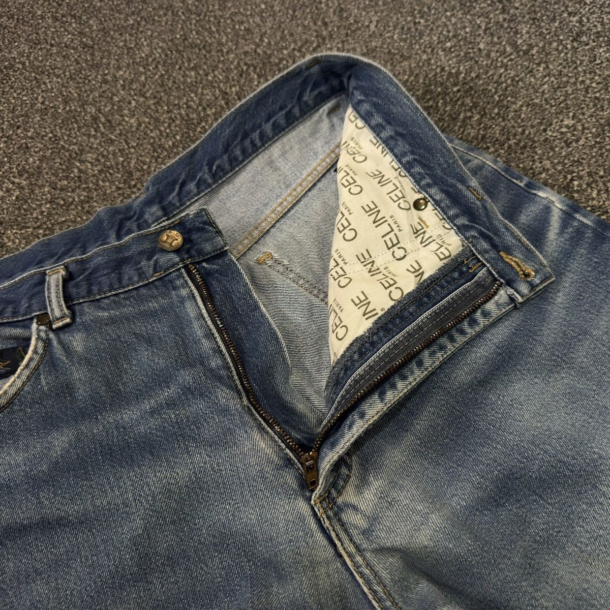 Celine Vintage 90s Voile La Mer Celine Blue Aging Denim Size US 33 - 14 Thumbnail