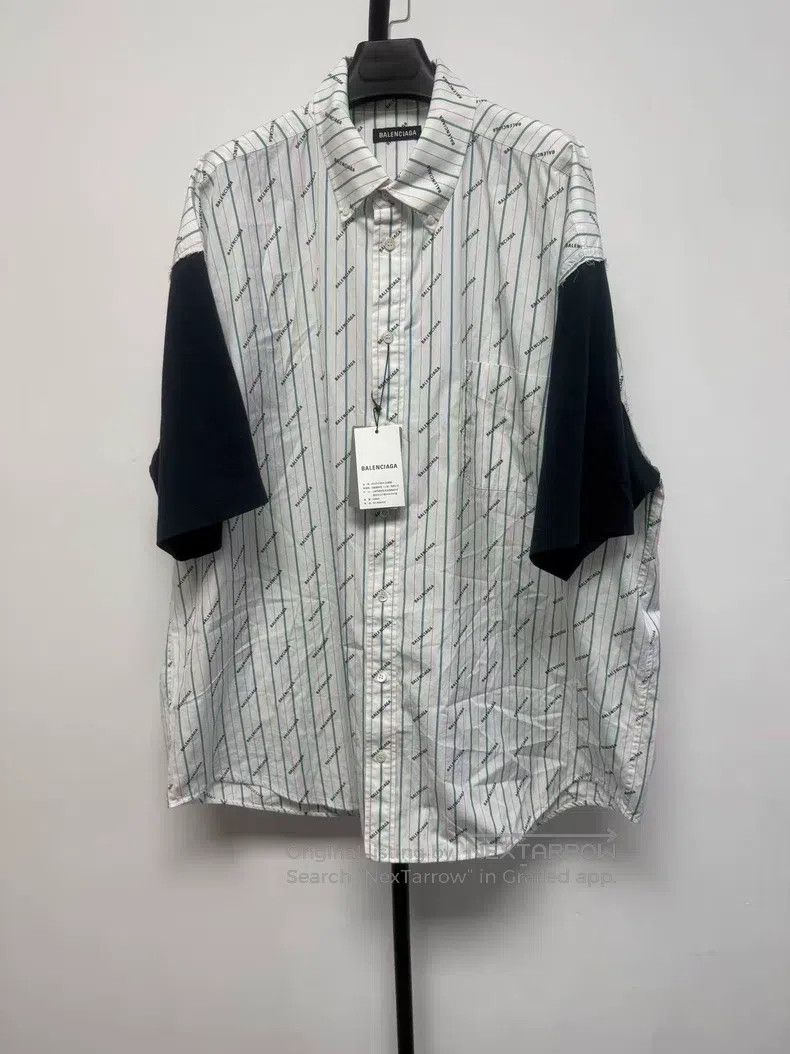 Balenciaga Balenciaga Size 40 Barrage Patchwork Short Sleeve Shirt Ja Size US M / EU 48-50 / 2 - 1 Thumbnail