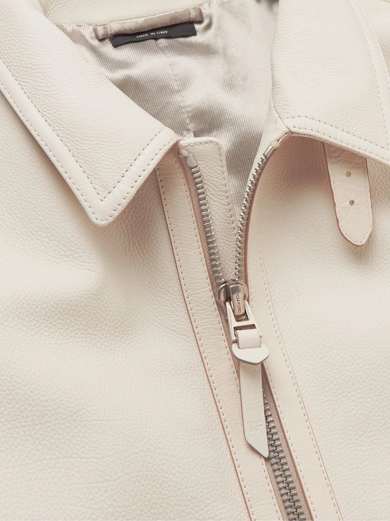 Tom Ford TOM FORD - Full-Grain Leather Blouson Jacket - Neutrals Size US S / EU 44-46 / 1 - 6 Thumbnail