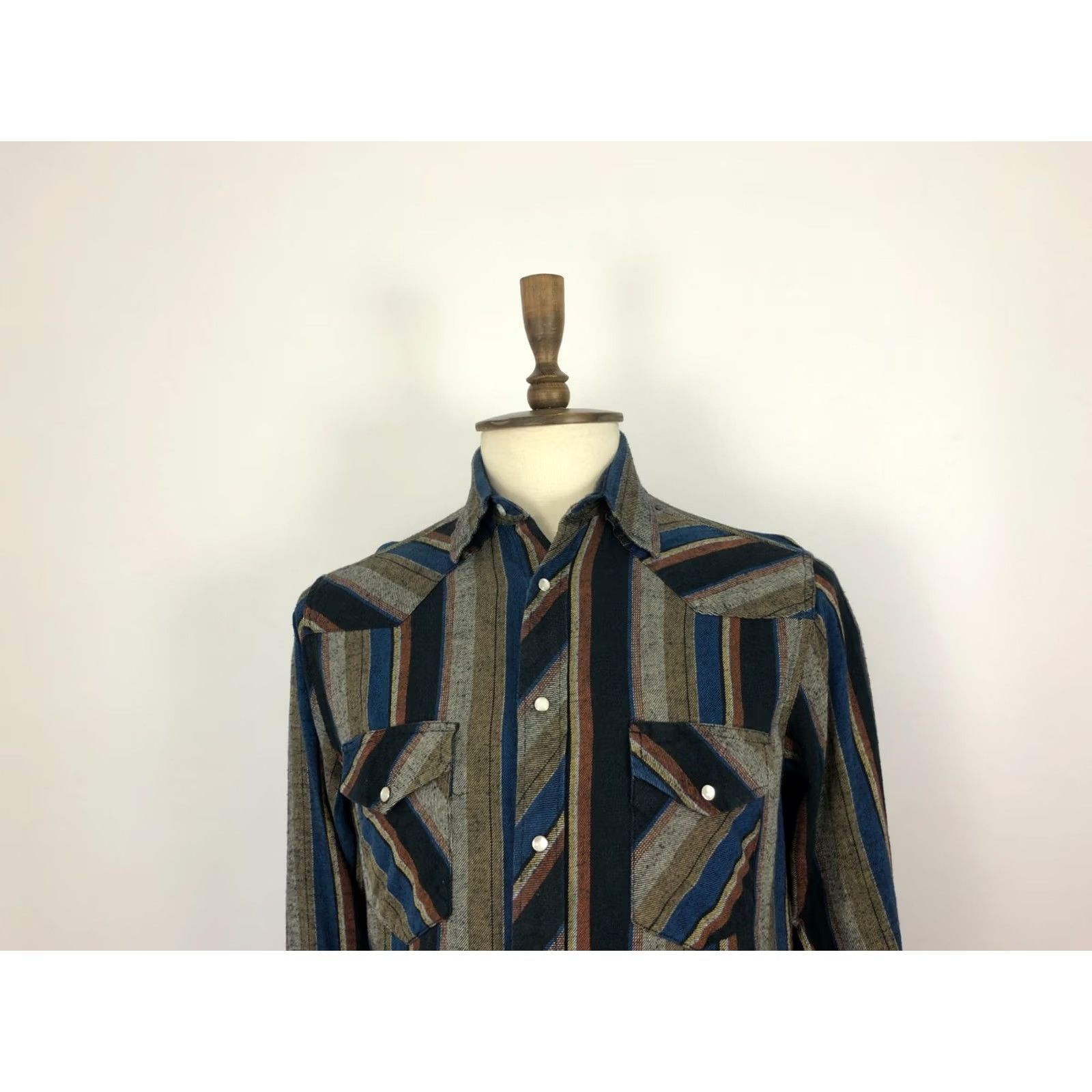 Wrangler Wrangler Multicolor Strip(ed) Cotton Western Shirt Mens M Button-Up Casual Snap Flap Chest Pockets 21.7" Chest 74cm Length Size US M / EU 48-50 / 2 - 4 Thumbnail