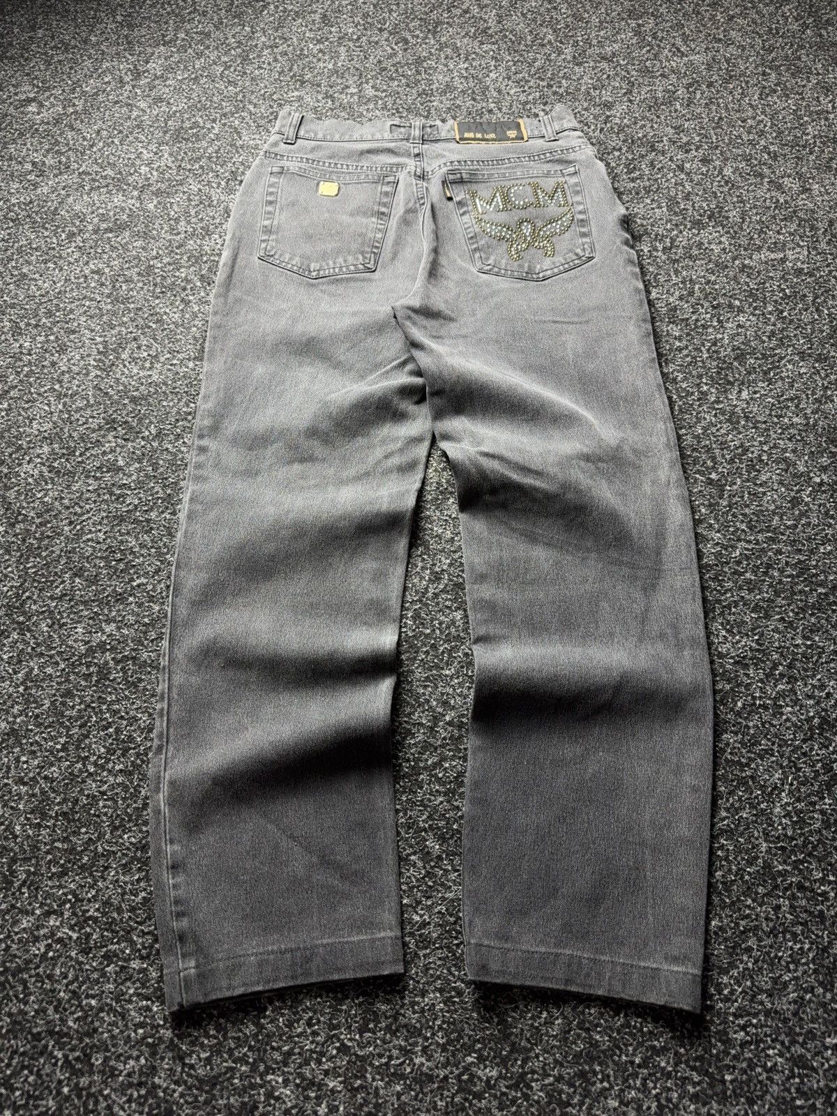 MCM Luxury MCM Jeans Studded Logo Pants Black Y2K Straight W29 Size 29" - 1 Thumbnail
