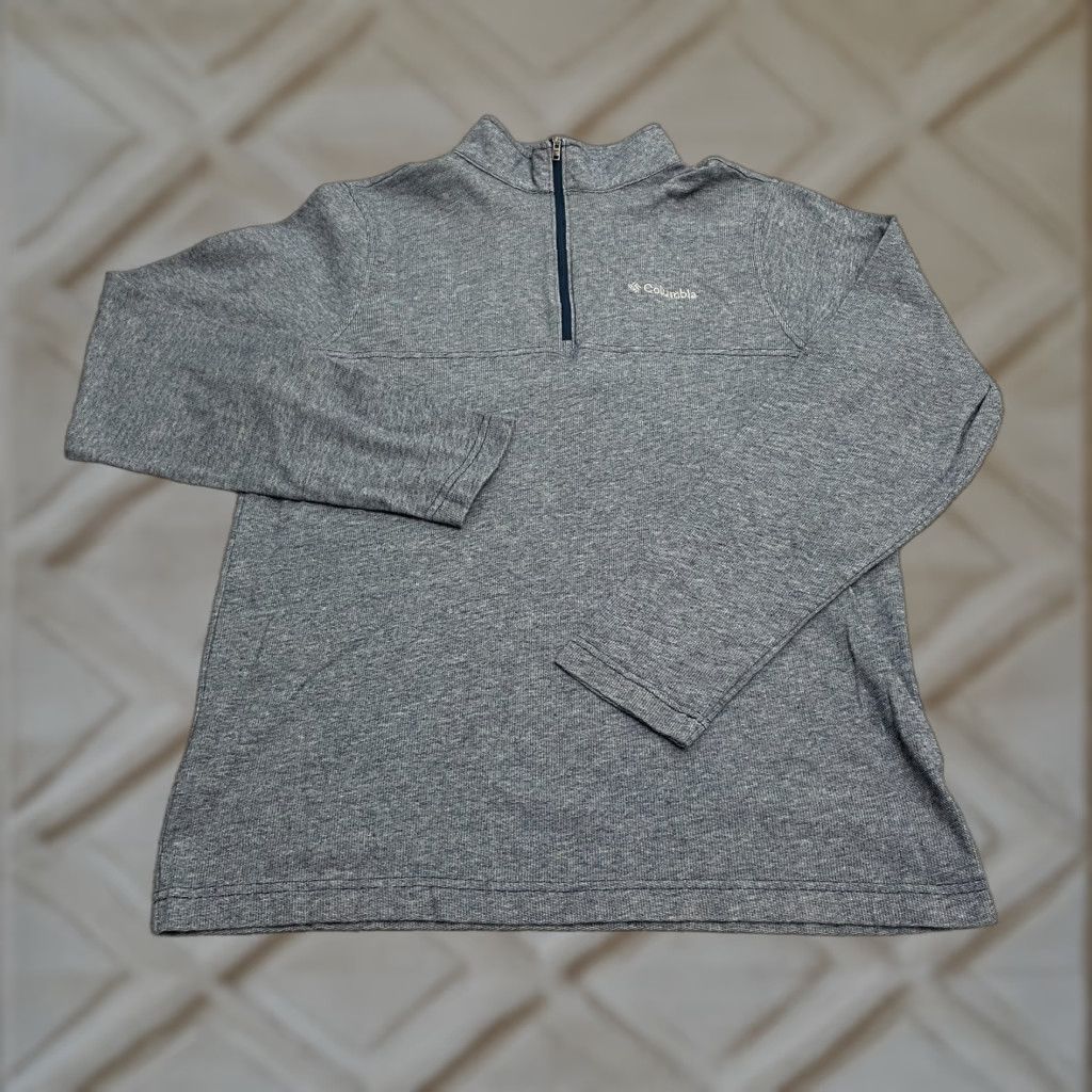 Vintage Columbia Sweatshirt Men Medium Gray 1/4 Zip Pullover Casual Outdoor All Seasons Mock Neck Long Sleeve Regular Fit Size US M / EU 48-50 / 2 - 1 Thumbnail