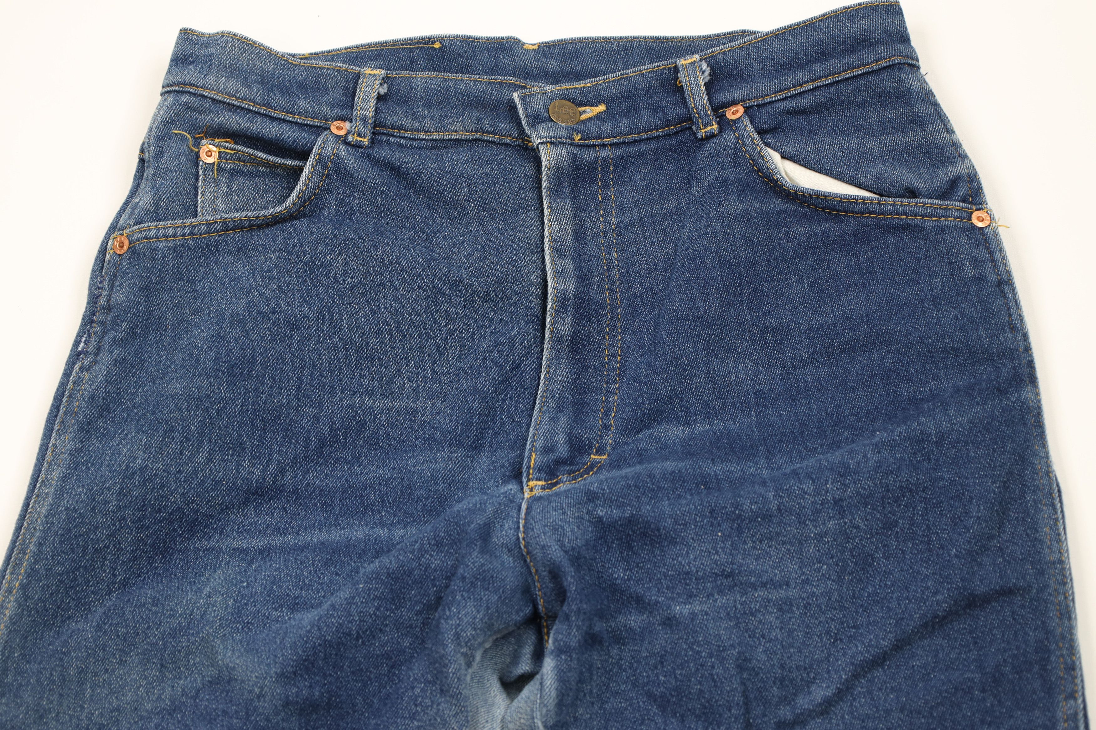 Lee Vintage 70s 80s Lee Flared Wide Leg Denim Jeans Blue USA Size 38" / US 16 / IT 52 - 2 Thumbnail