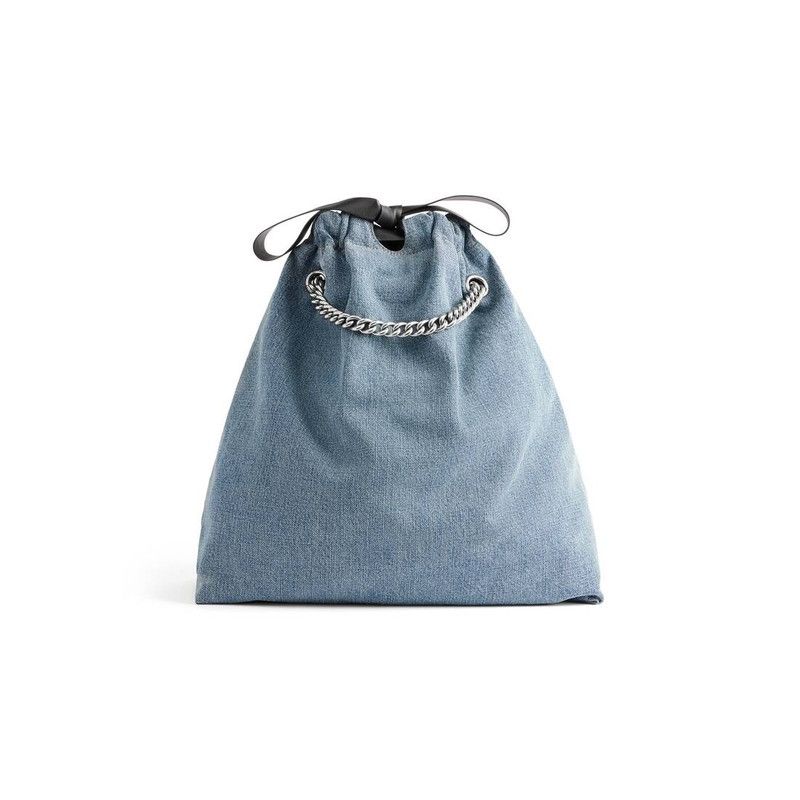 Balenciaga o1w1db10526 Size: OS / Crush Medium Tote Bag Denim in Blue Size ONE SIZE - 4 Thumbnail