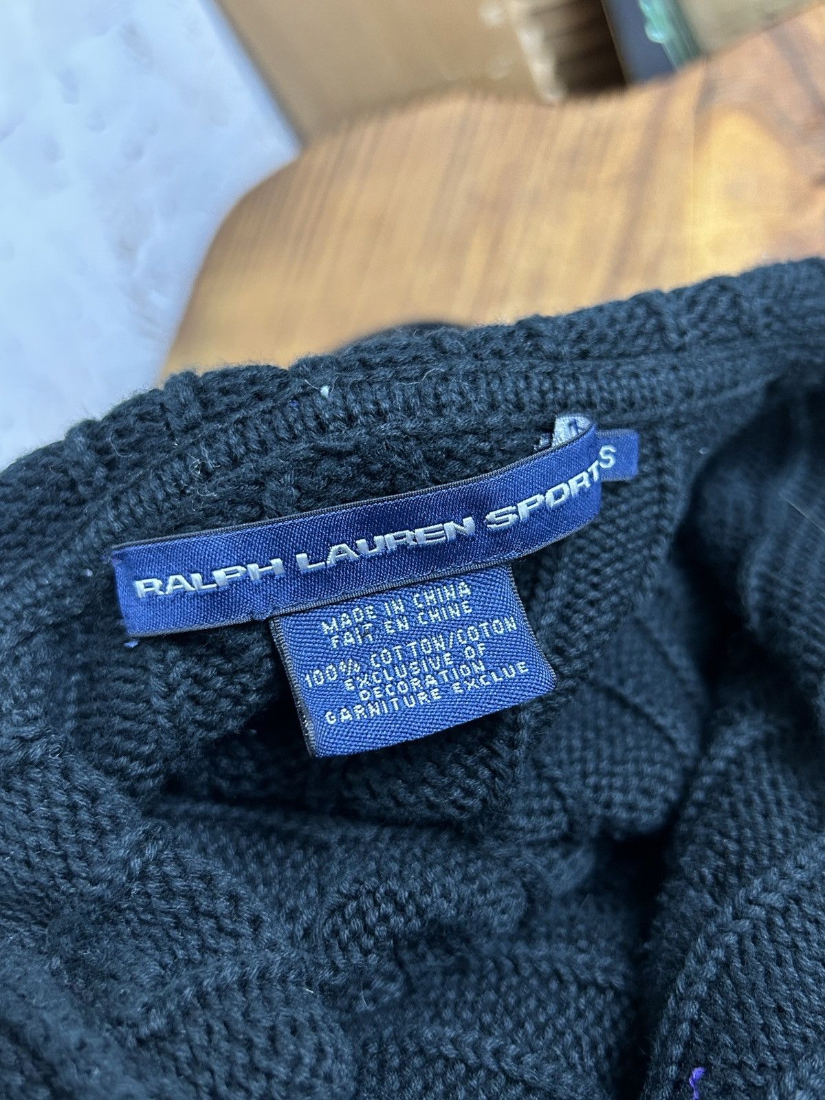 Polo Ralph Lauren Vintage Ralph Lauren Sport Cable Knit Zippered Hoodie Black Size S / US 4 / IT 40 - 8 Thumbnail