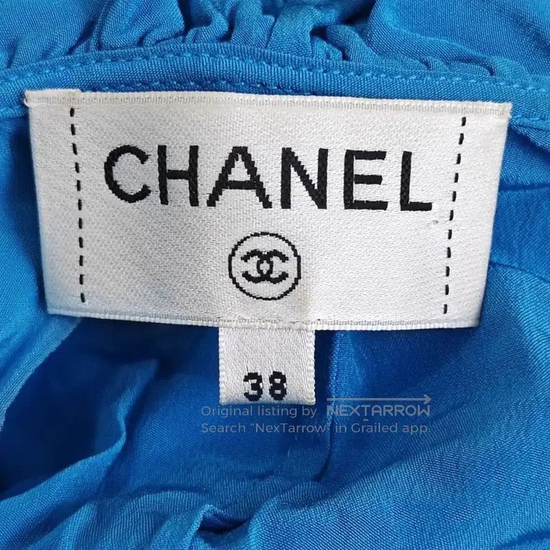 Chanel Chanel Blue Silk Cold Shoulder Blouse . Size M / US 6-8 / IT 42-44 - 4 Thumbnail