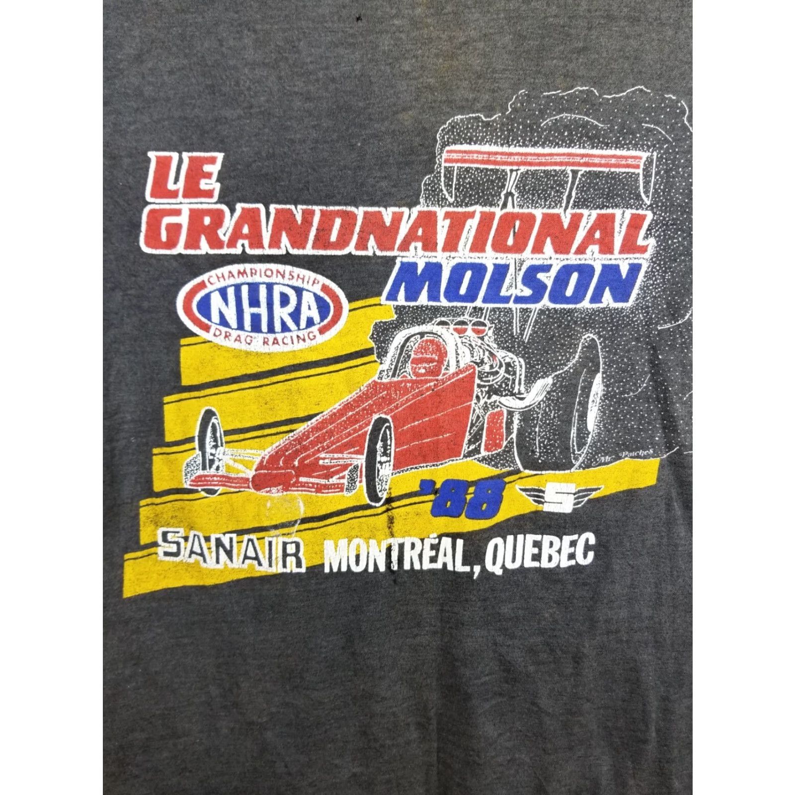 Vintage VINTAGE NHRA RACING T-SHIRT Mens SZ S Black 1988 Molson Montreal Paper Thin 2-Sided Short Sleeve Round Neck Cotton Jersey Retro Grunge USA Size US S / EU 44-46 / 1 - 3 Thumbnail