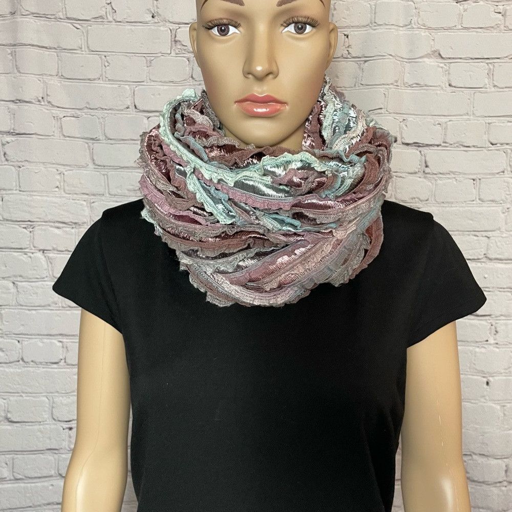 Other Tube Ruffles Beige Brown Gray Scarf Size ONE SIZE - 4 Thumbnail