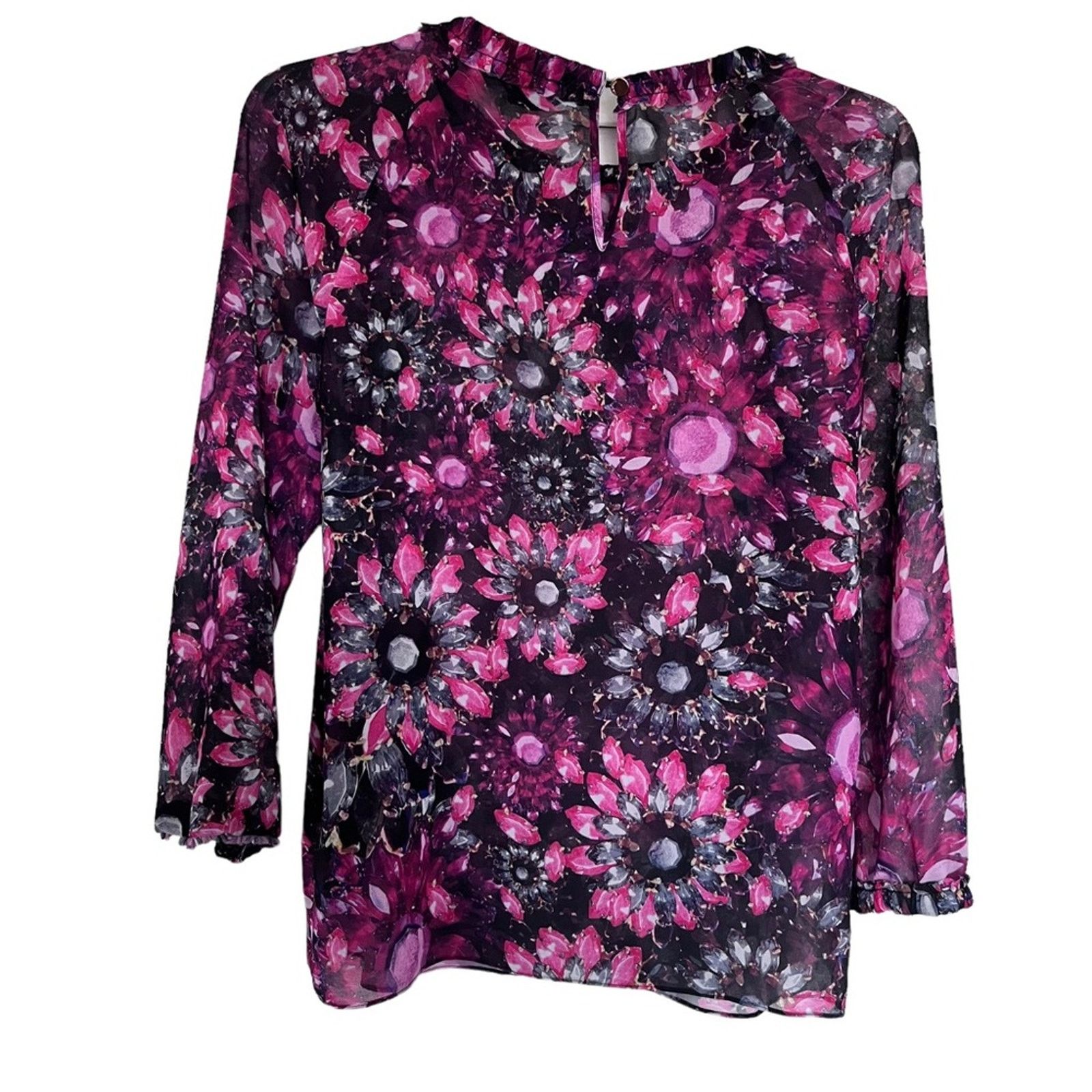 Ted Baker Ted Baker London Zenze Gem Sheer Floral Print Blouse Size S / US 4 / IT 40 - 2 Thumbnail