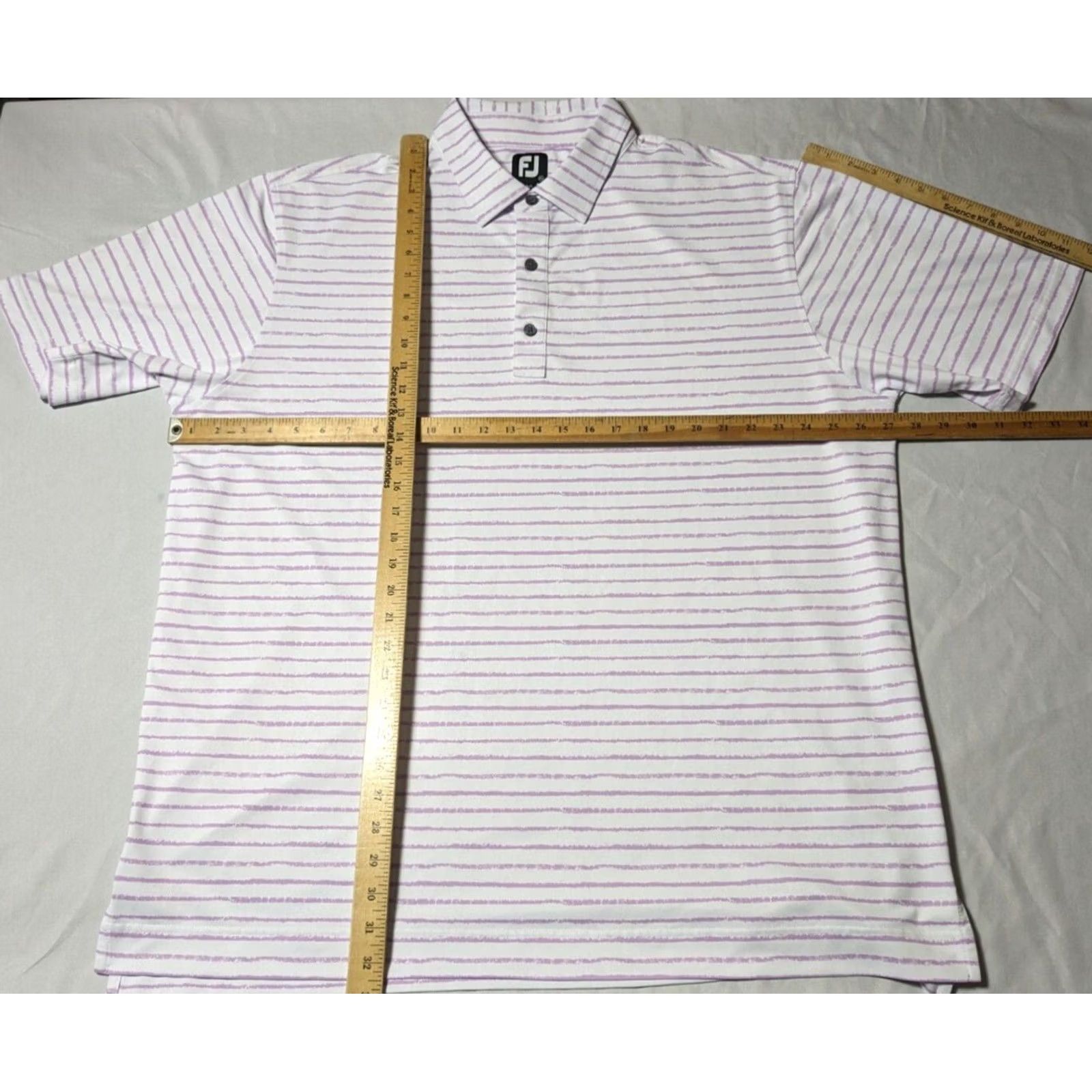 Footjoy FOOTJOY Polo Shirt Men 2XL Lavender Striped Performance Stretch Golf Shirt EUC Short Sleeve Collared Button Embroidered Logo Blue Polyester Spandex Size US XXL / EU 58 / 5 - 7 Thumbnail