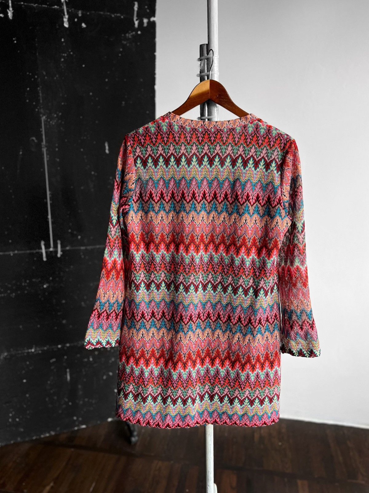 Designer Ana Alcazar Womens Multicolor Zig Zag Knit V-Neck Dress Size M / US 6-8 / IT 42-44 - 5 Thumbnail