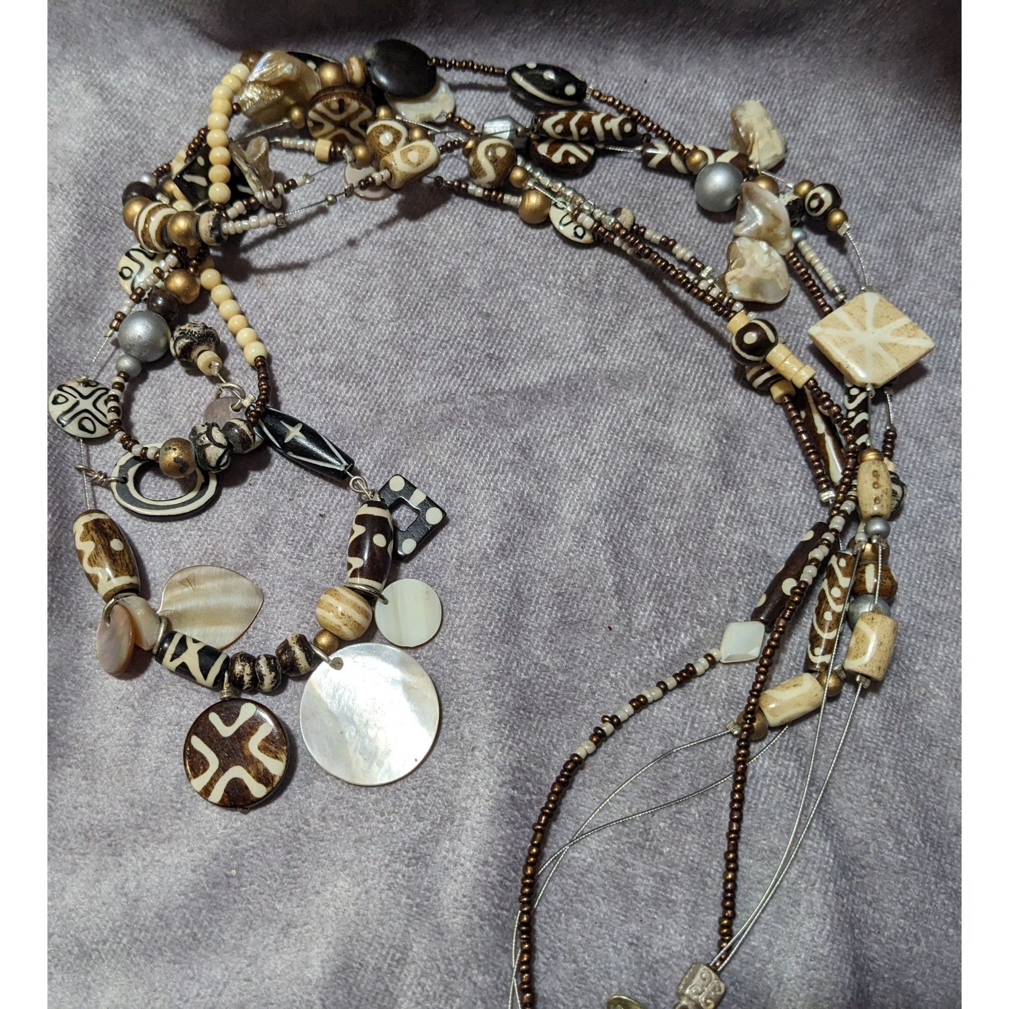 Chicos Chico's Multilayer Tribal Mixed Media Beaded Necklace Size ONE SIZE - 10 Thumbnail