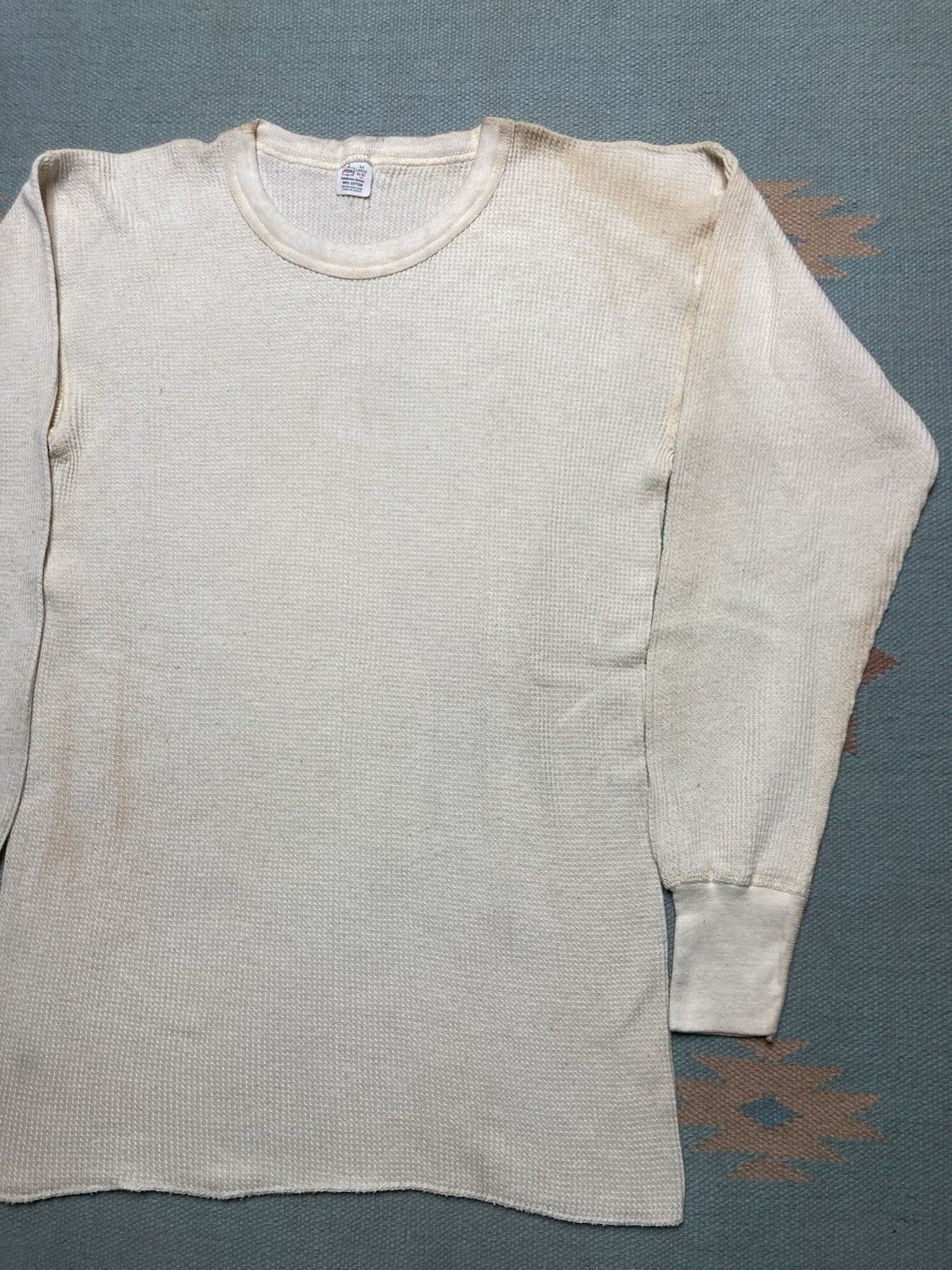 Vintage 70s waffle knit thermal shirt Kmart grunge cotton base XXL Size US XXL / EU 58 / 5 - 3 Thumbnail