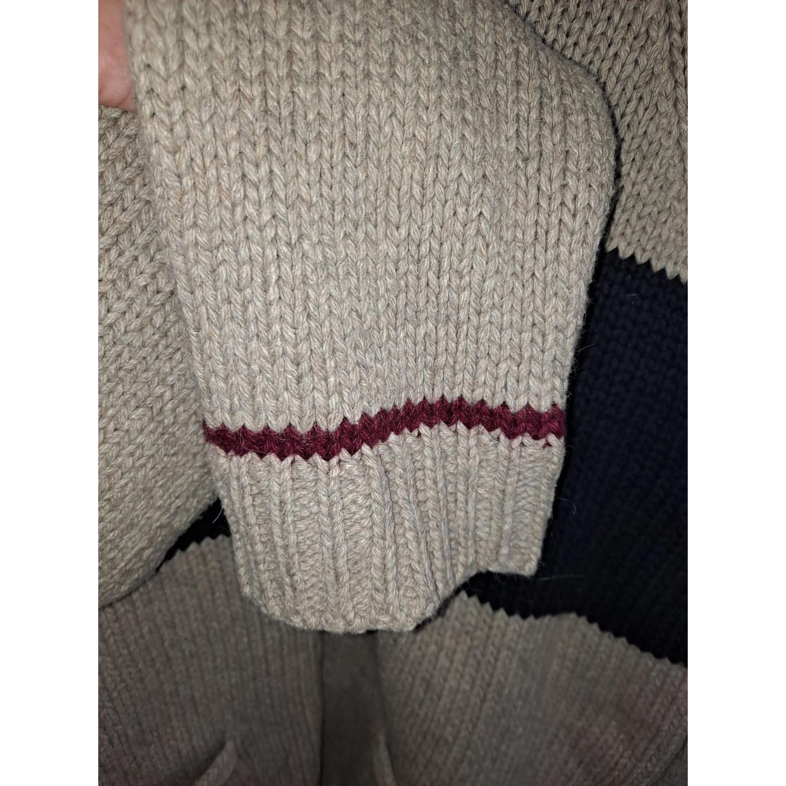 Gap Vintage Gao Full Zip Tan Blue and Maroon Knit Sweater Size X Size US XL / EU 56 / 4 - 2 Thumbnail