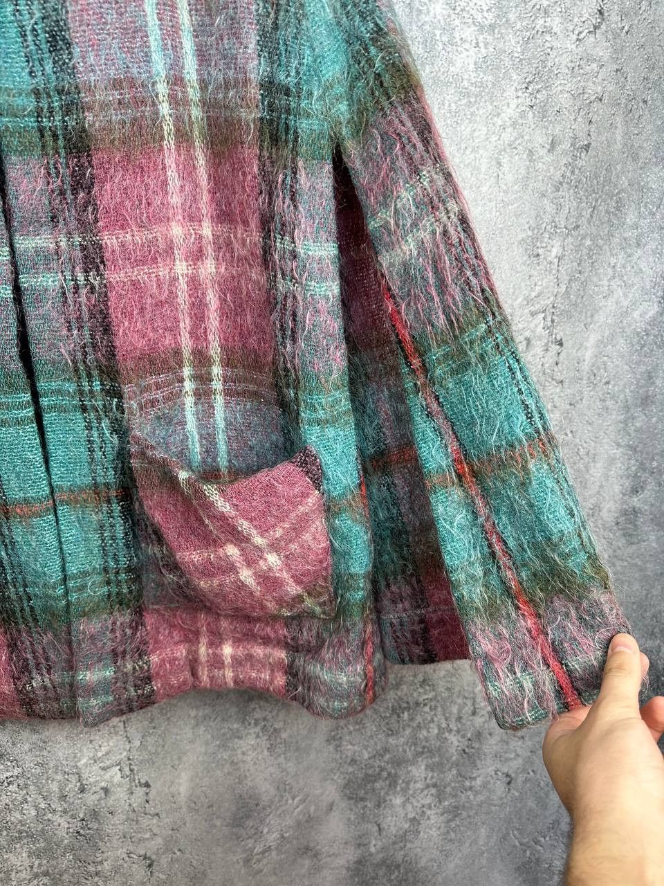 Designer Andrew Stewart 80s Mohair Wool Tartan Sleeveless Coat+Hat Size L / US 10 / IT 46 - 12 Thumbnail