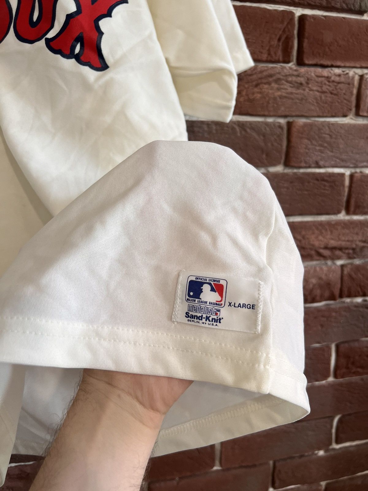 Majestic Rare 80s Vintage Boston Red Sox MLB XL Sand Knit Jersey Size US XL / EU 56 / 4 - 6 Thumbnail