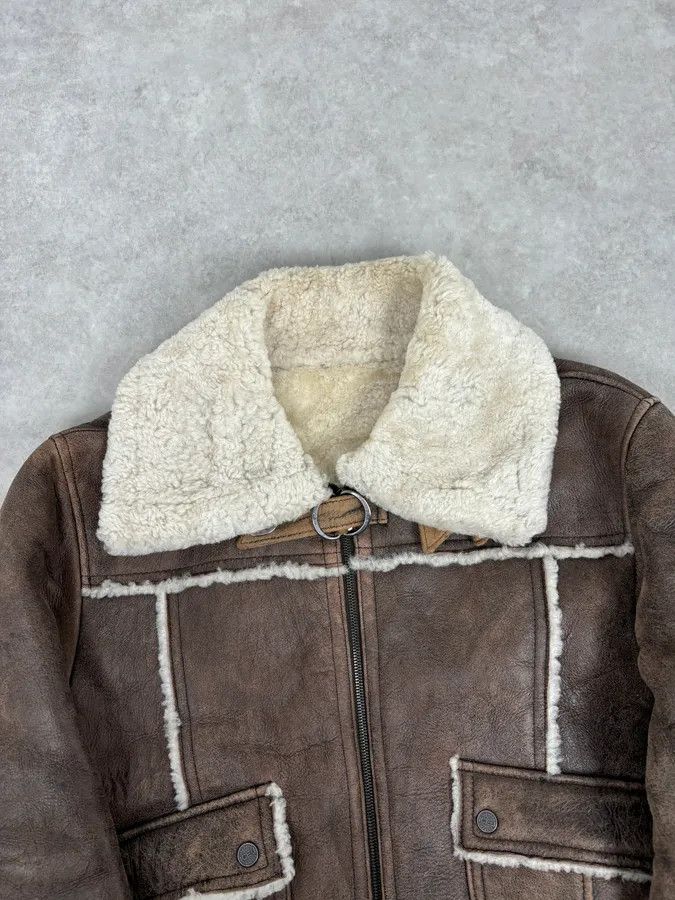 Vintage 2000s Iceberg Brown Shearling Aviator Leather Jacket Size US M / EU 48-50 / 2 - 4 Thumbnail